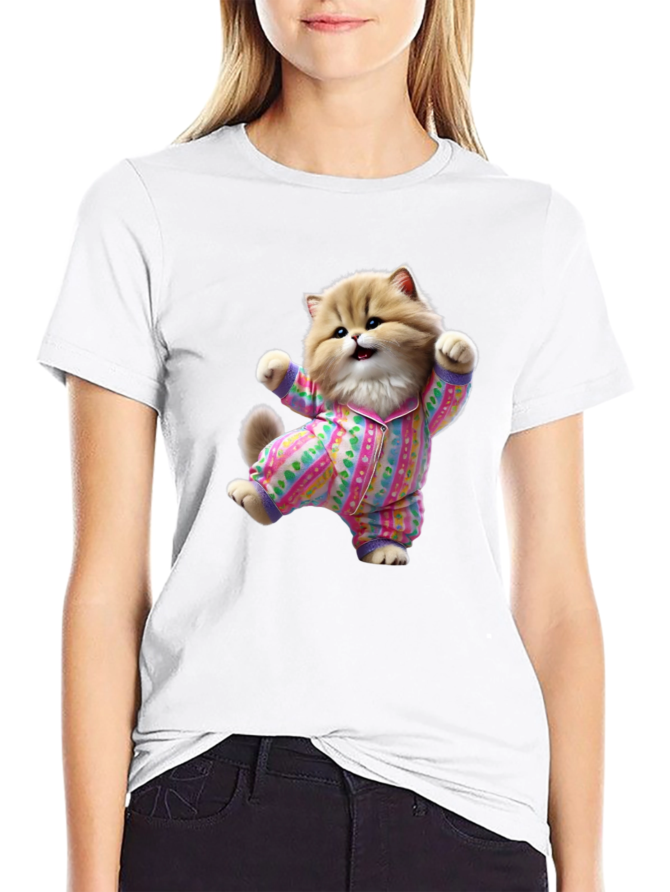 Cute Cat Pajamas T-Shirt - Fun Novelty Tee
