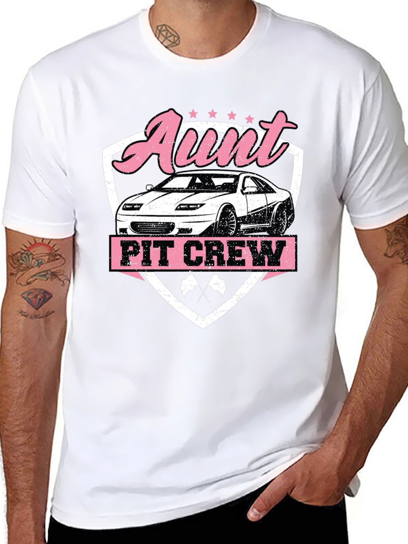 Aunt Pit Crew Car Racing Tee
