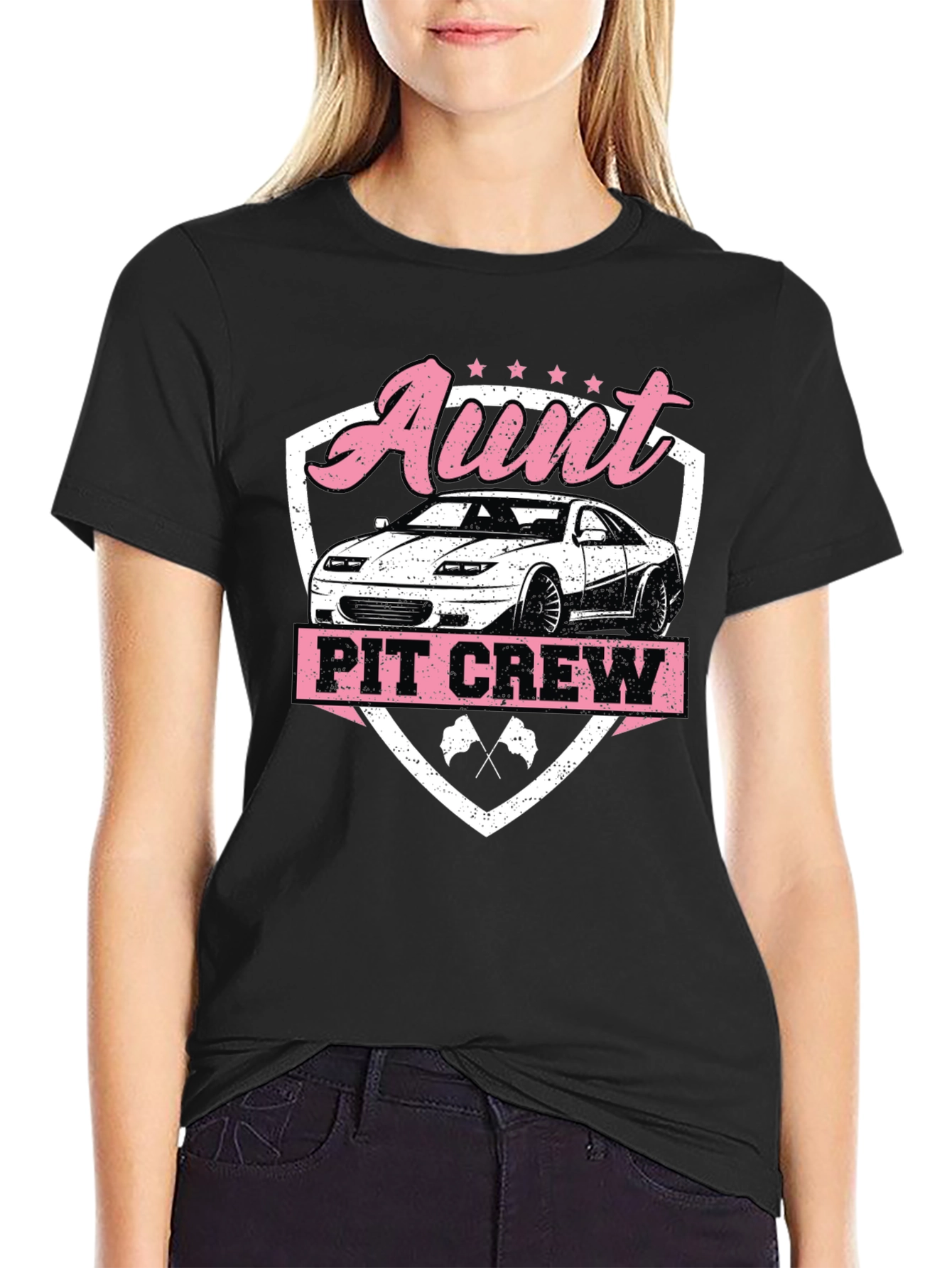 Aunt Pit Crew Car Racing Tee