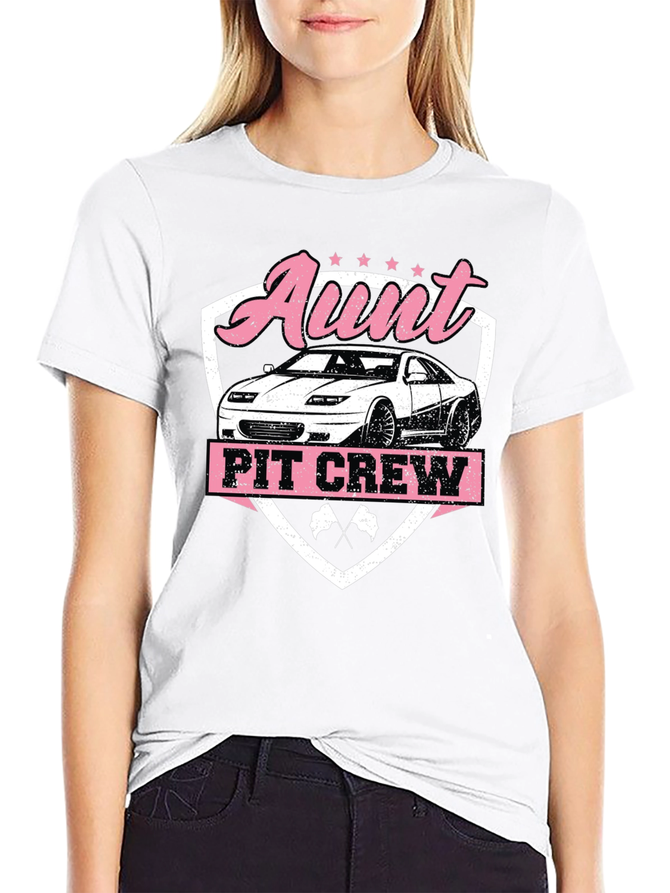 Aunt Pit Crew Car Racing Tee