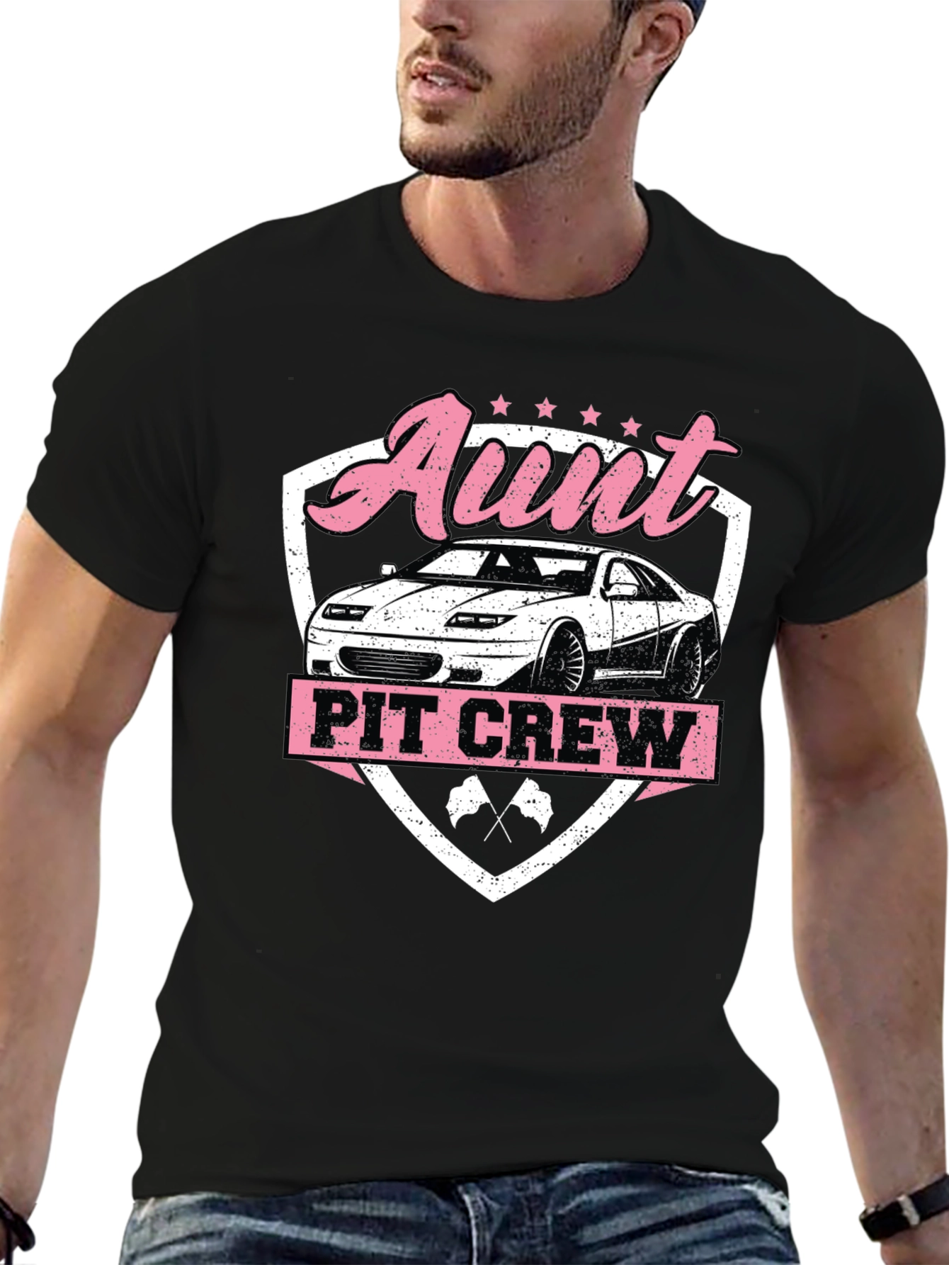 Aunt Pit Crew Car Racing Tee