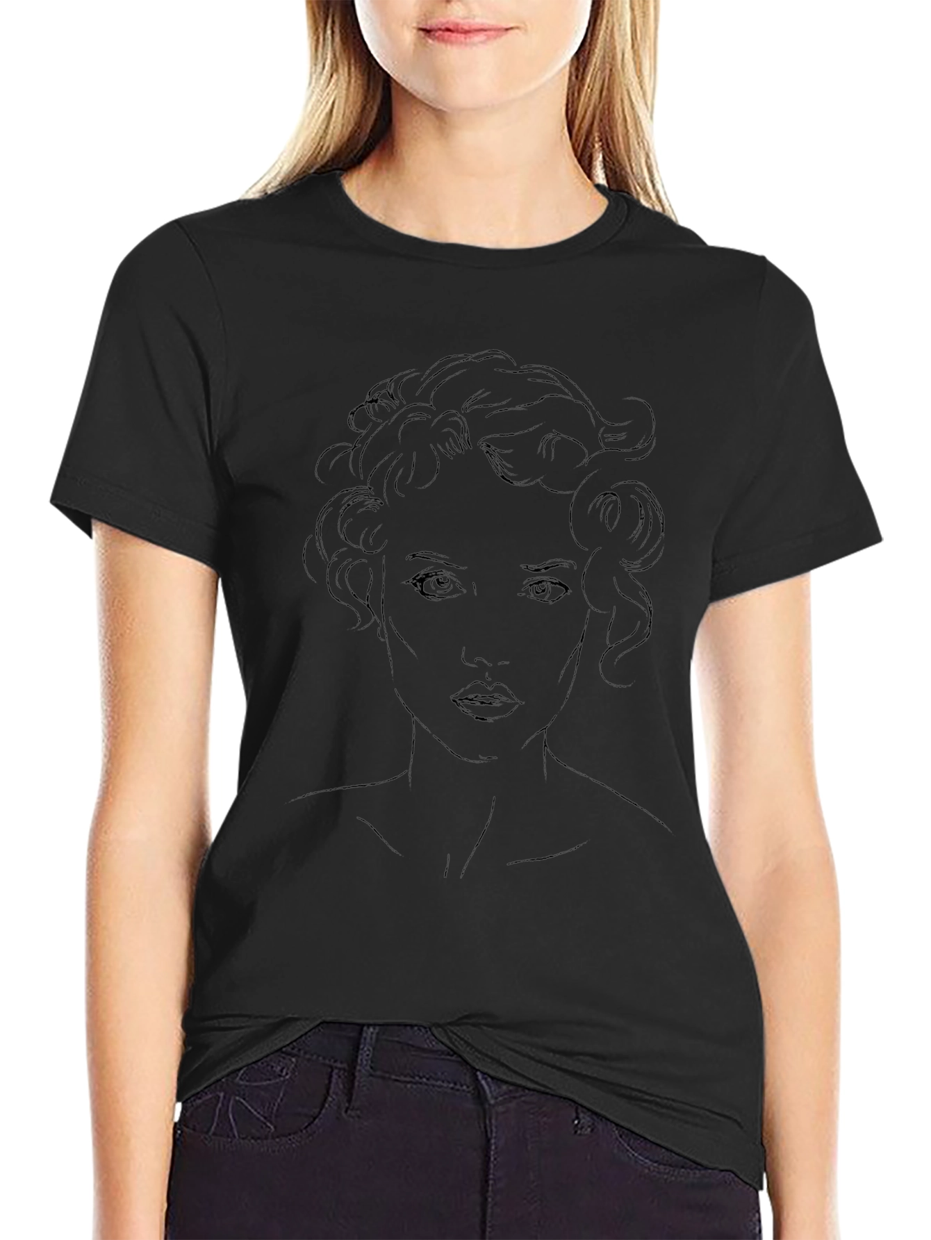 Woman Line Art Graphic Tee - Soft Cotton