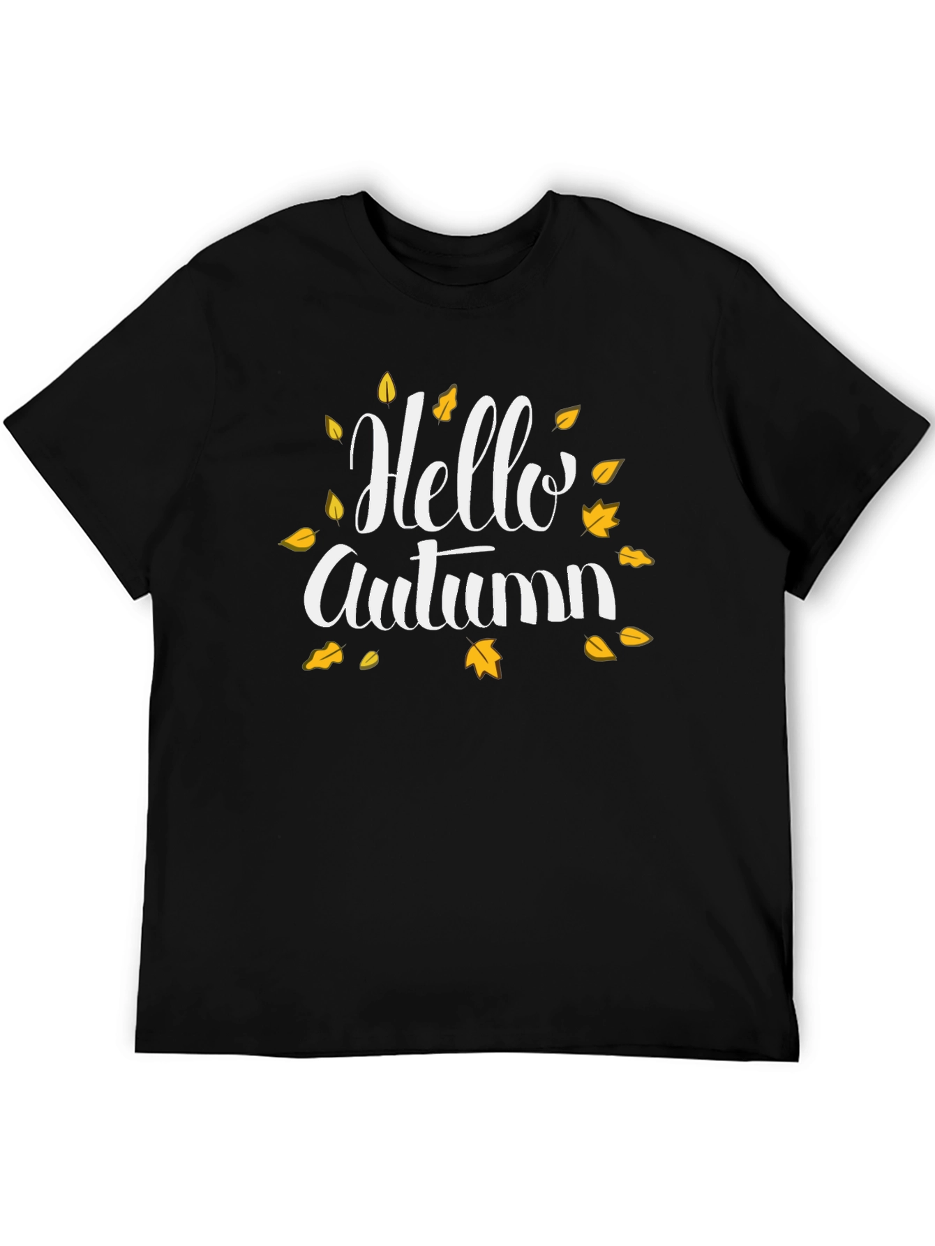 Hello Autumn Graphic Tee - Black Fall T-Shirt
