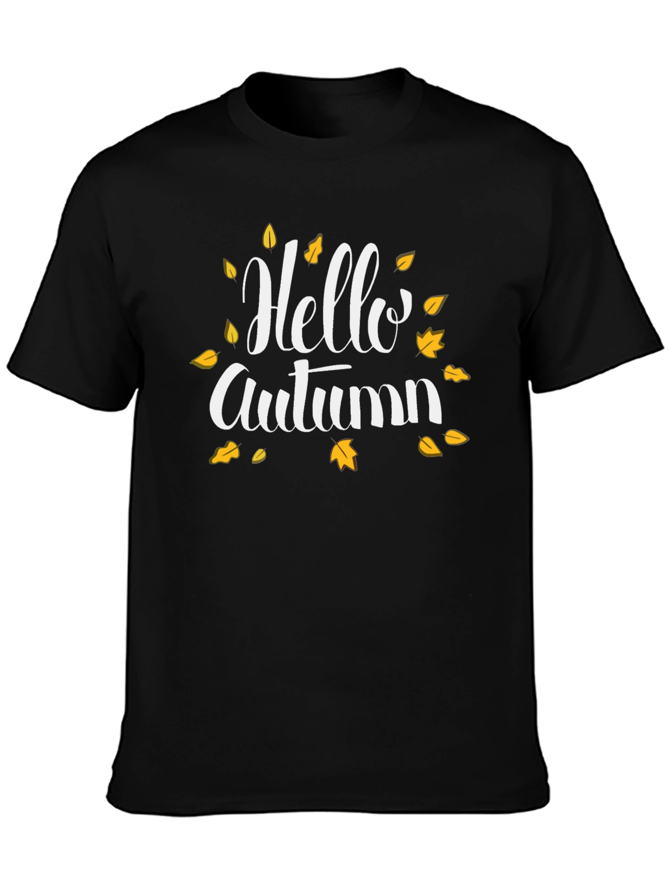 Hello Autumn Graphic Tee - Black Fall T-Shirt