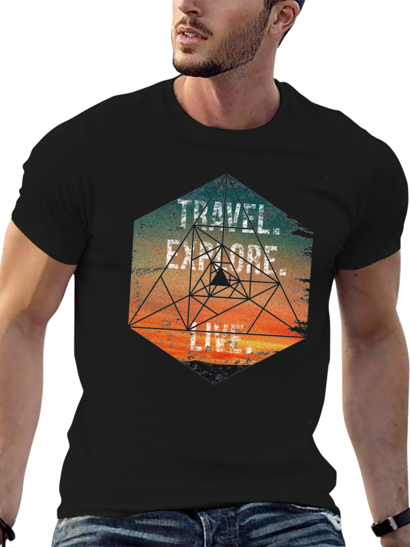 Travel Explore Live Mens Graphic T-Shirt