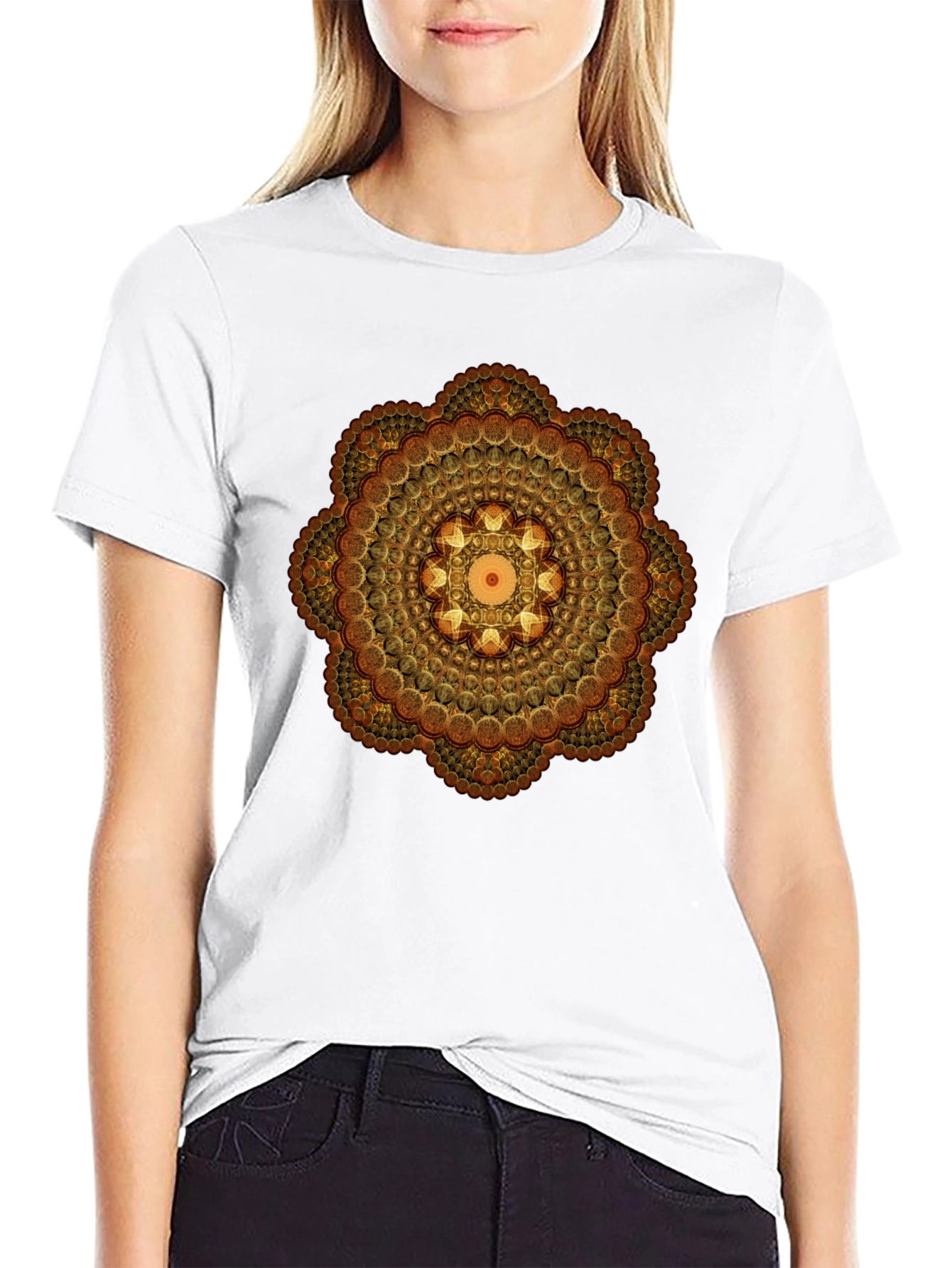Geometric Mandala Graphic Tee - Black