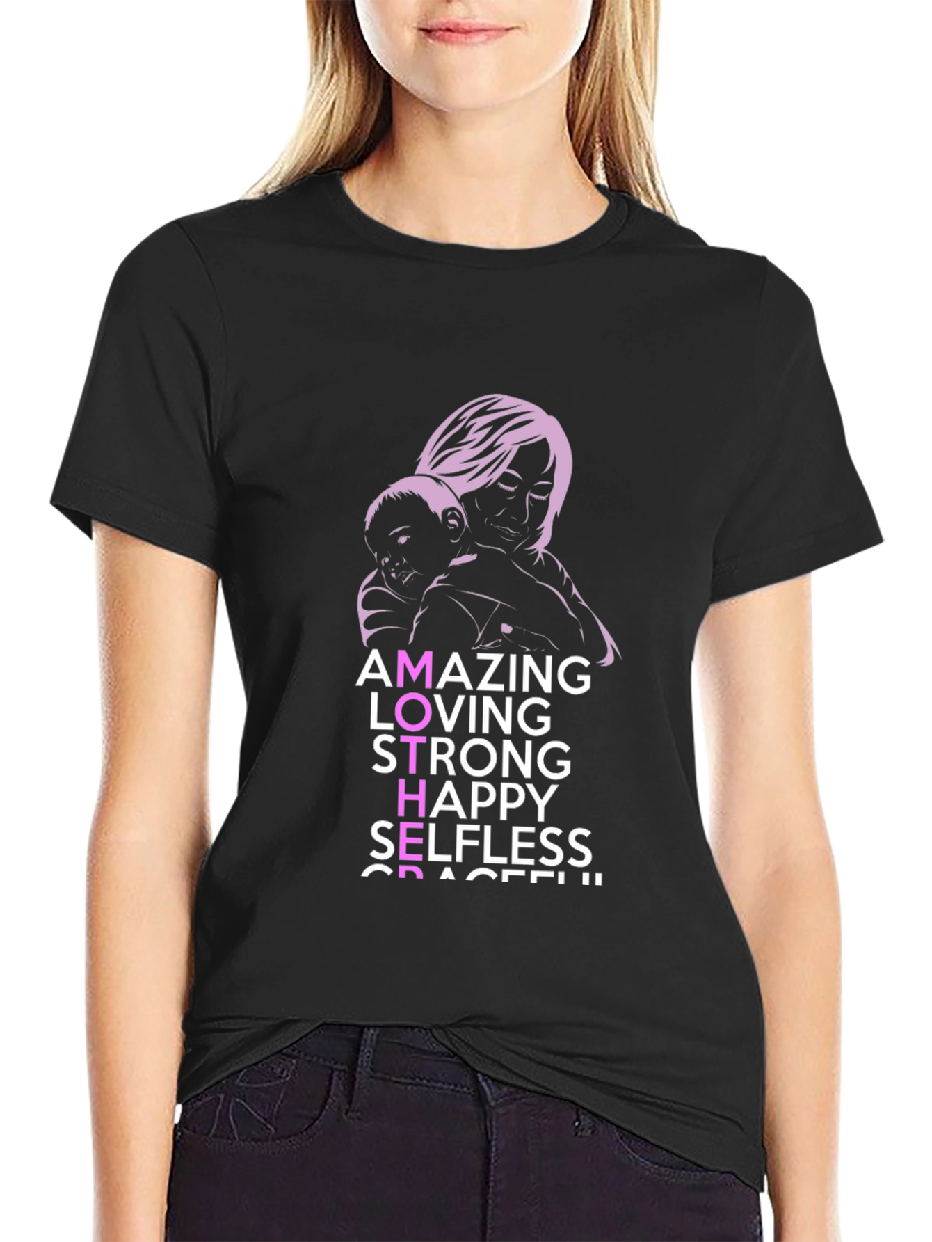 Amazing Mother Graphic Tee - Black