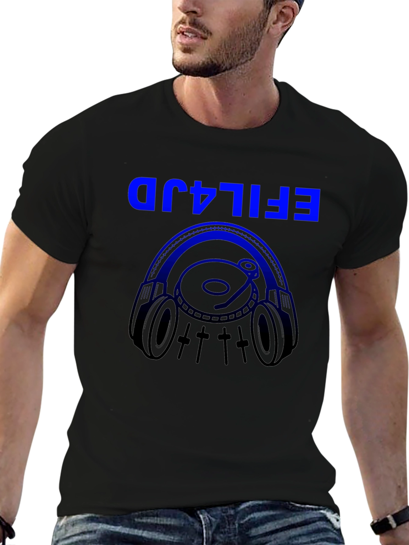 DJ Headphones Graphic T-Shirt - Black