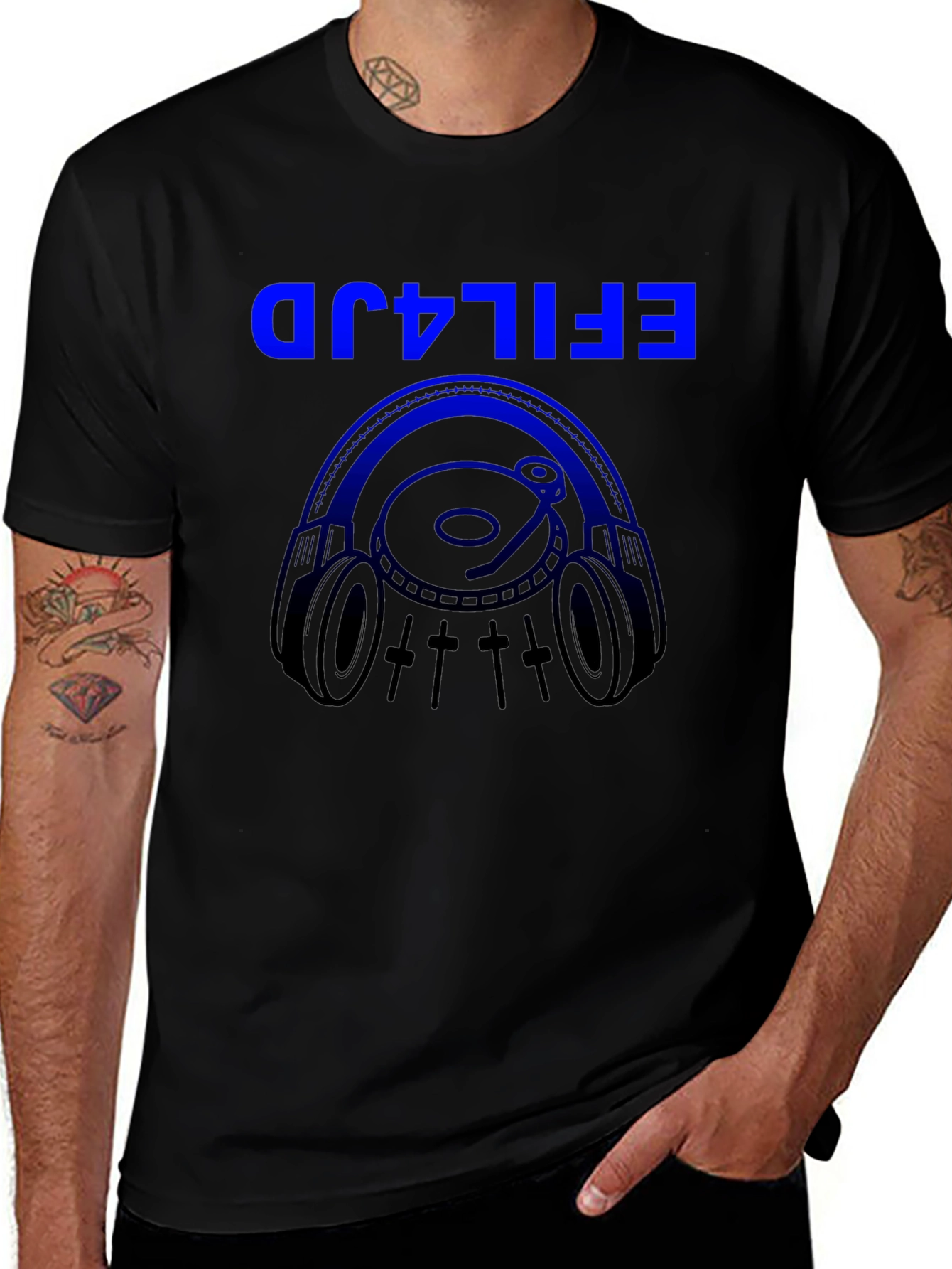 DJ Headphones Graphic T-Shirt - Black