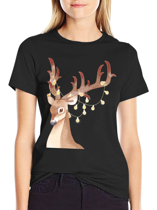 Festive Deer Graphic Tee - Holiday Cheer