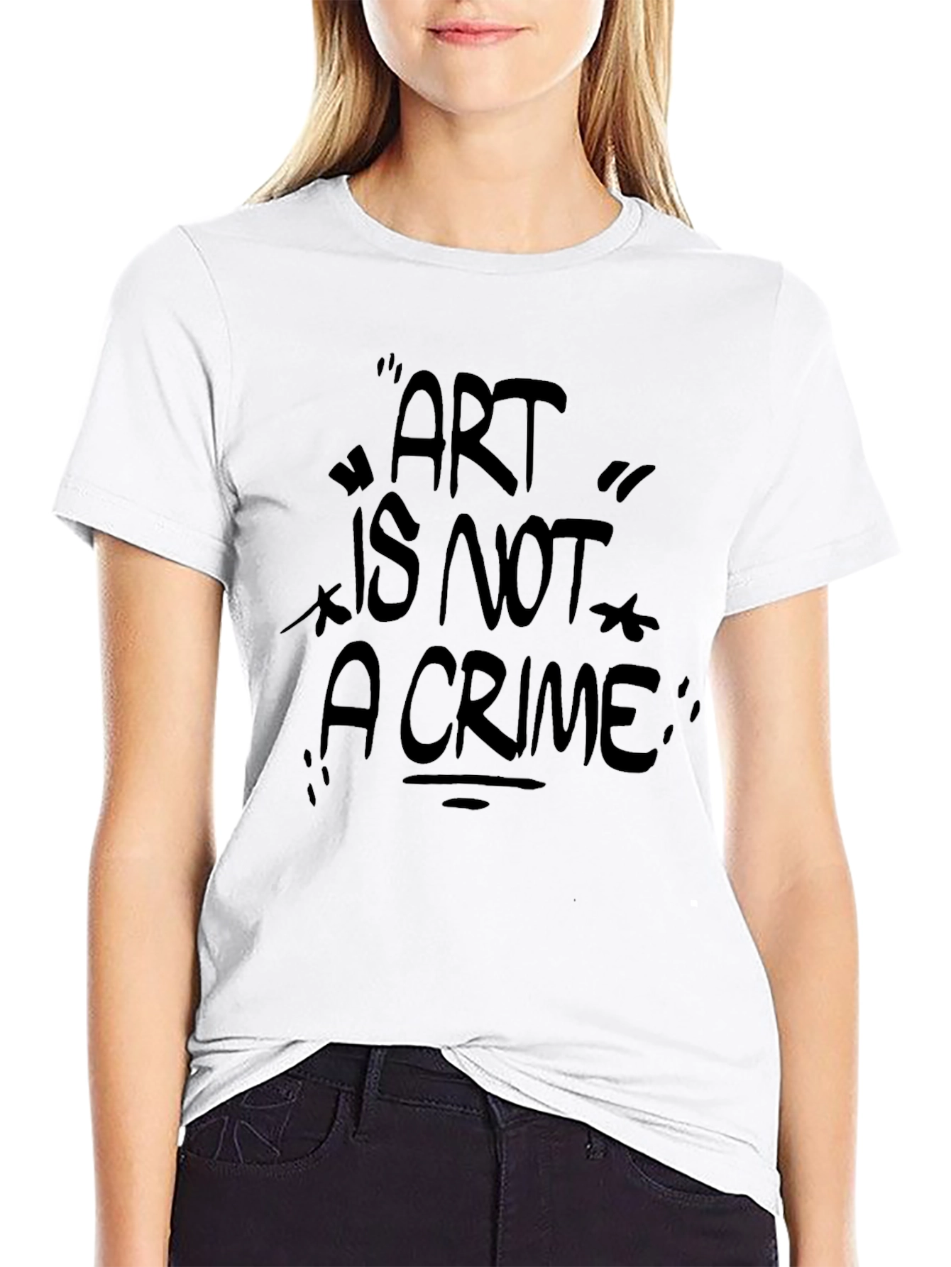 Art Is Not A Crime Black Graphic Tee Shirt