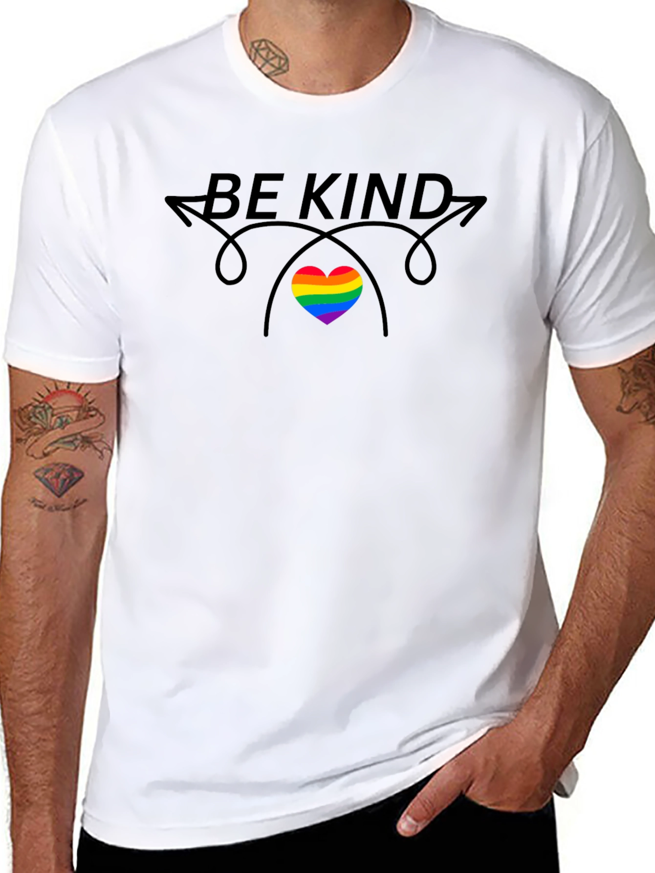 Be Kind Rainbow Heart Graphic T-Shirt
