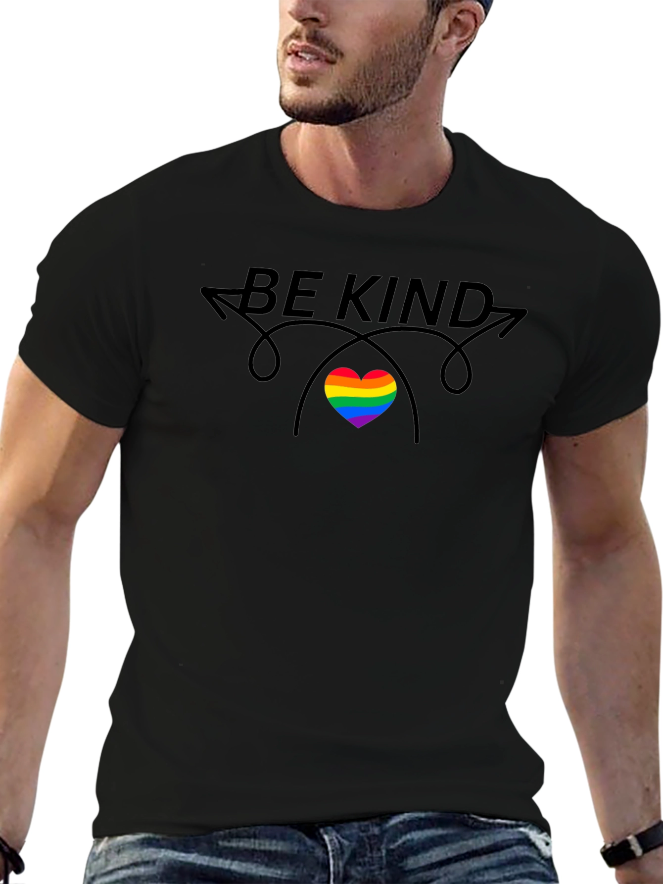Be Kind Rainbow Heart Graphic T-Shirt