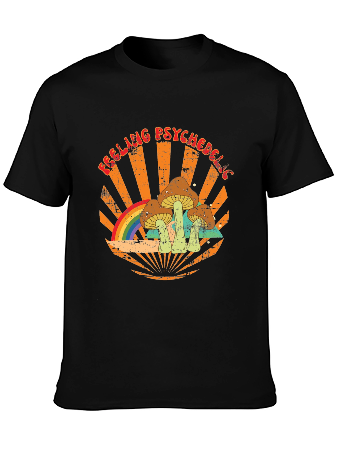 Feeling Psychedelic Graphic Tee - Retro Mushroom Rainbow
