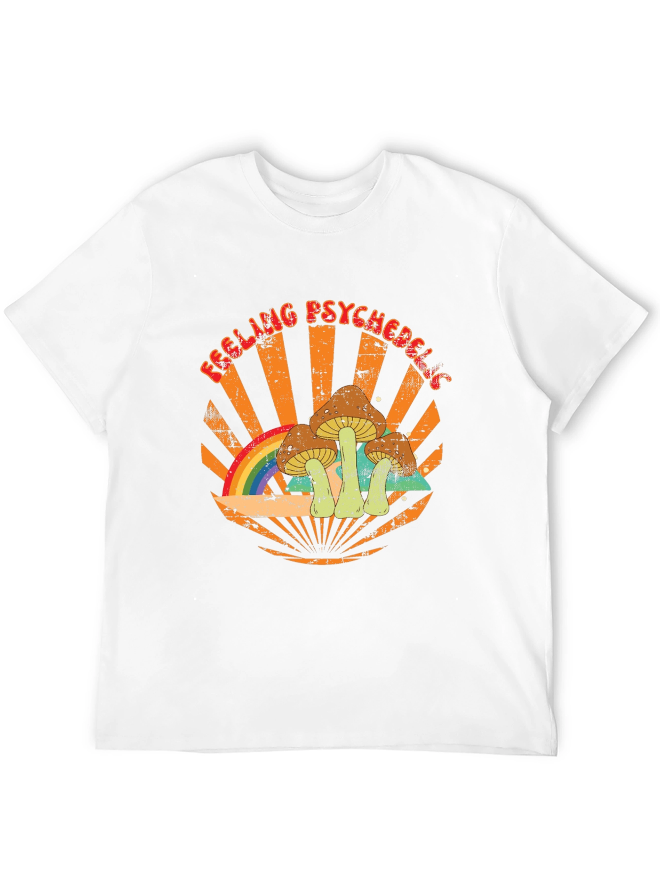 Feeling Psychedelic Graphic Tee - Retro Mushroom Rainbow