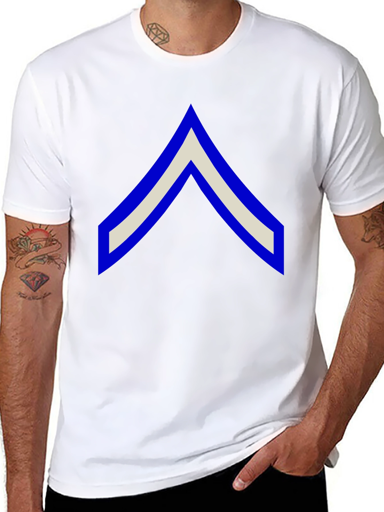 Chevron Graphic Tee - Black Cotton Casual Shirt