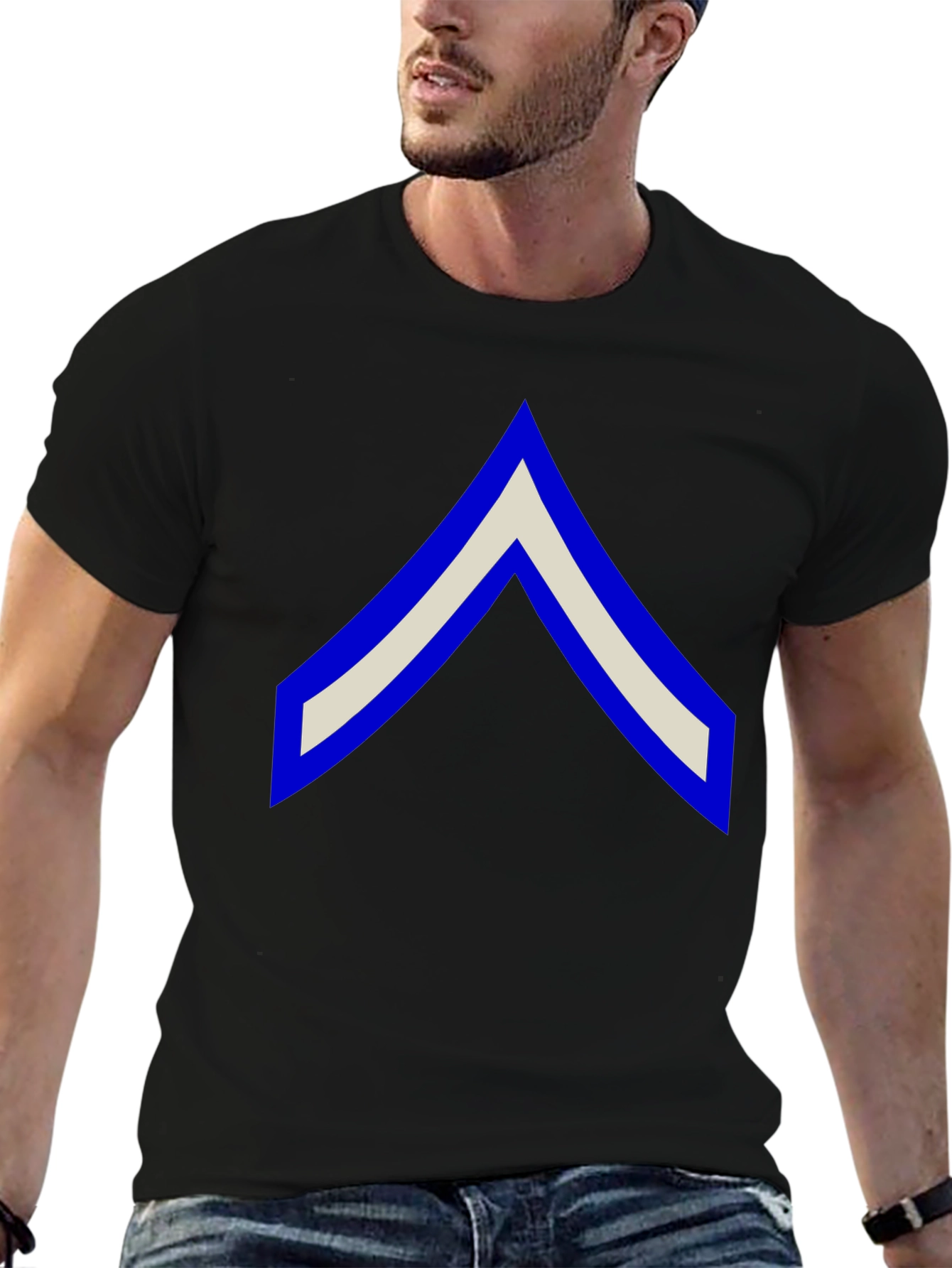 Chevron Graphic Tee - Black Cotton Casual Shirt