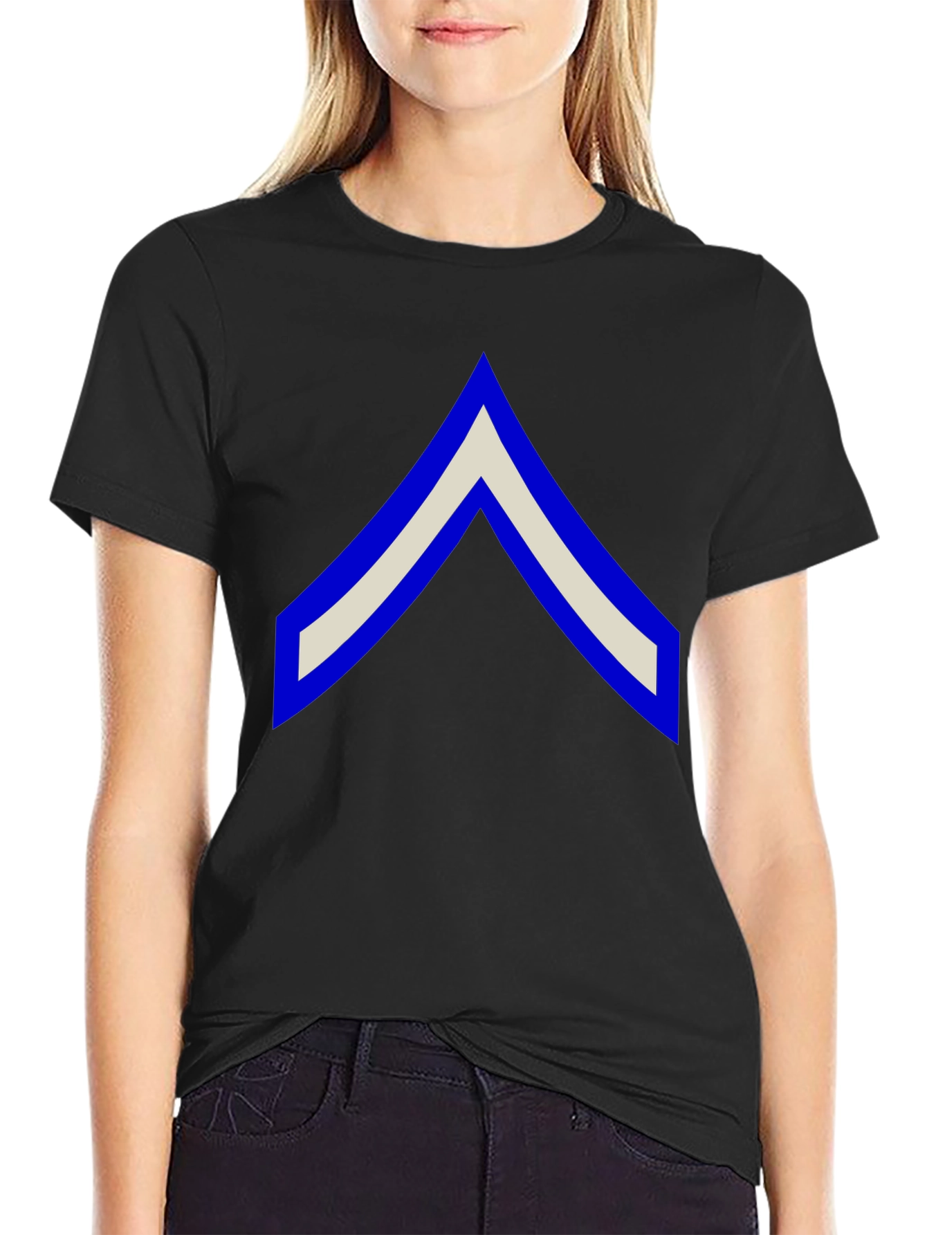 Chevron Graphic Tee - Black Cotton Casual Shirt