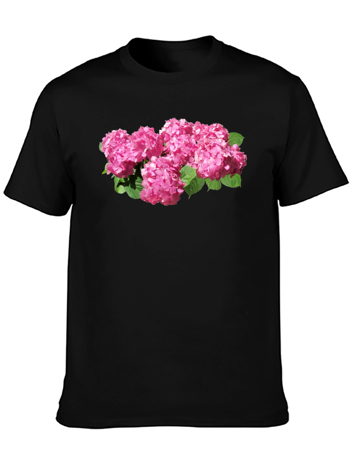 Floral Hydrangea Graphic Black T-Shirt