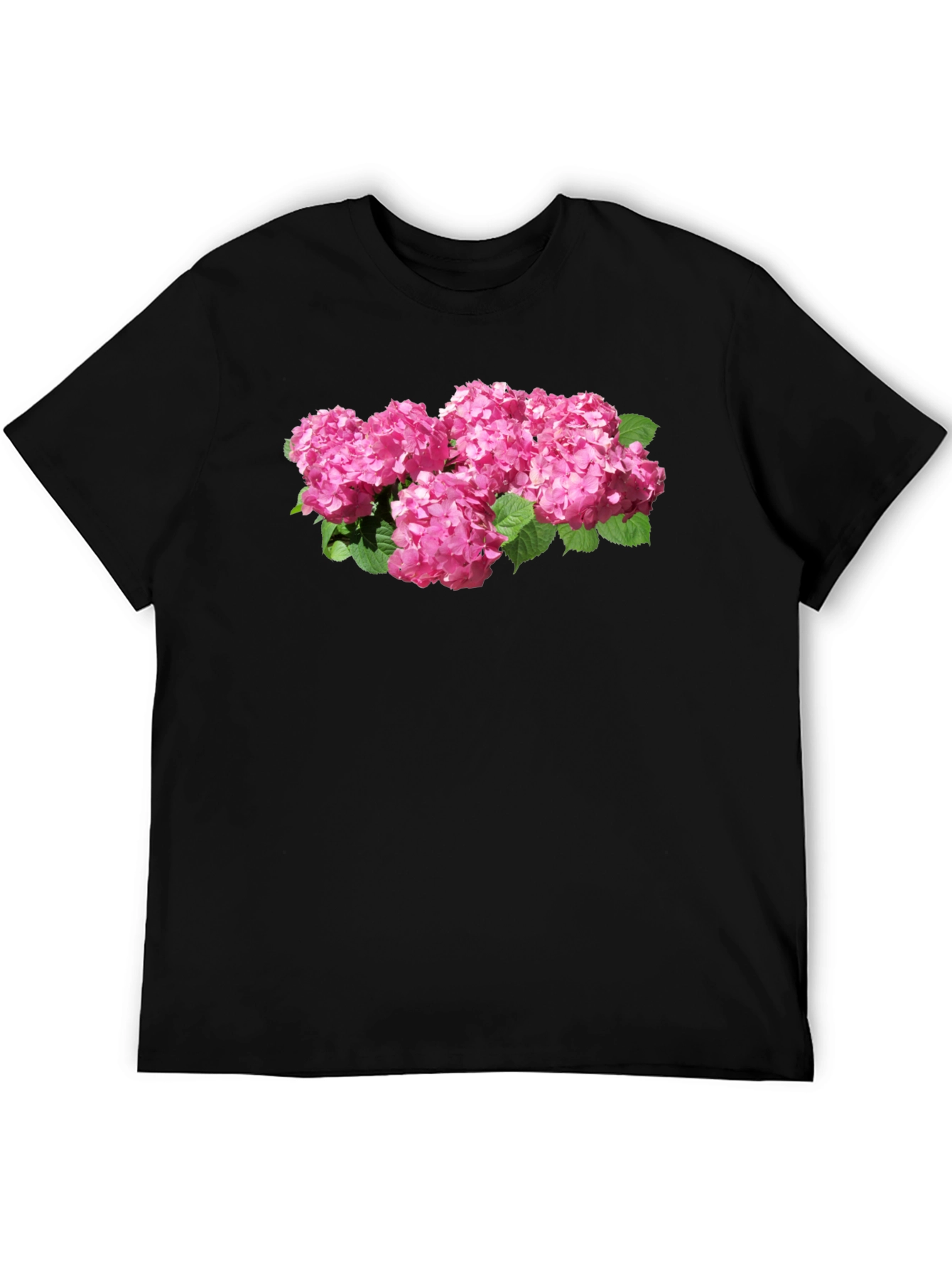 Floral Hydrangea Graphic Black T-Shirt