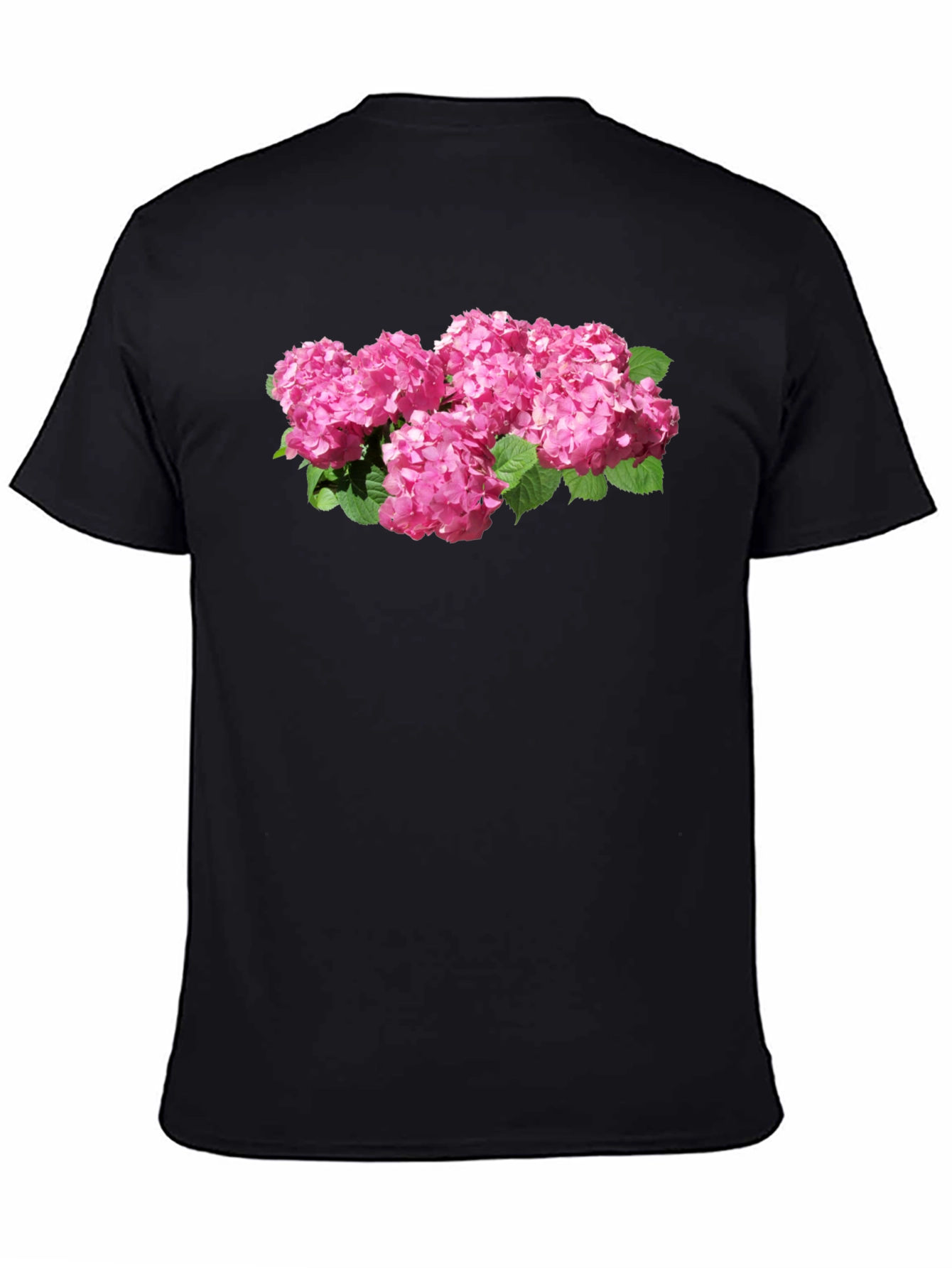 Floral Hydrangea Graphic Black T-Shirt