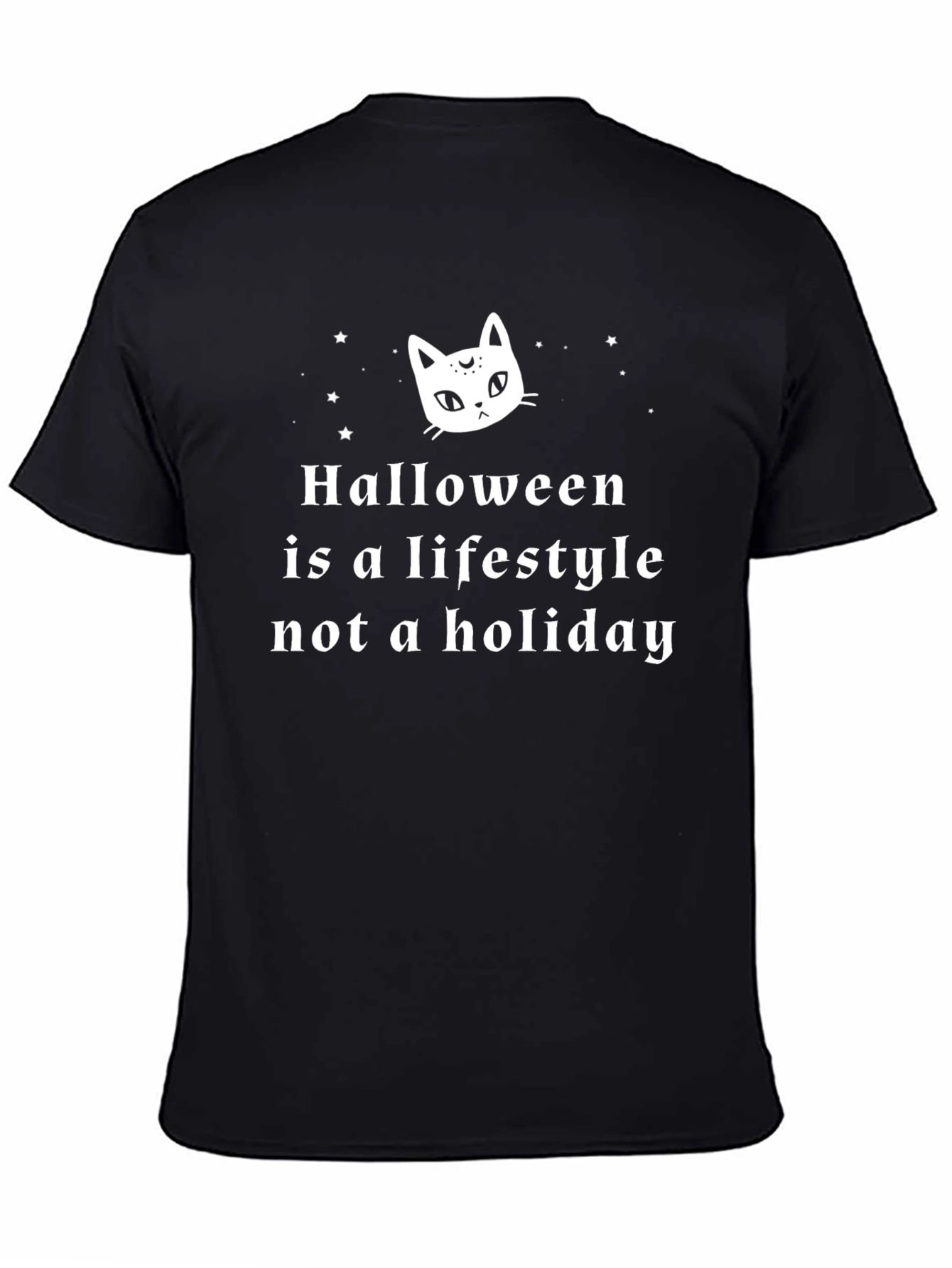 Halloween Lifestyle T-Shirt - Cat & Stars Graphic Tee