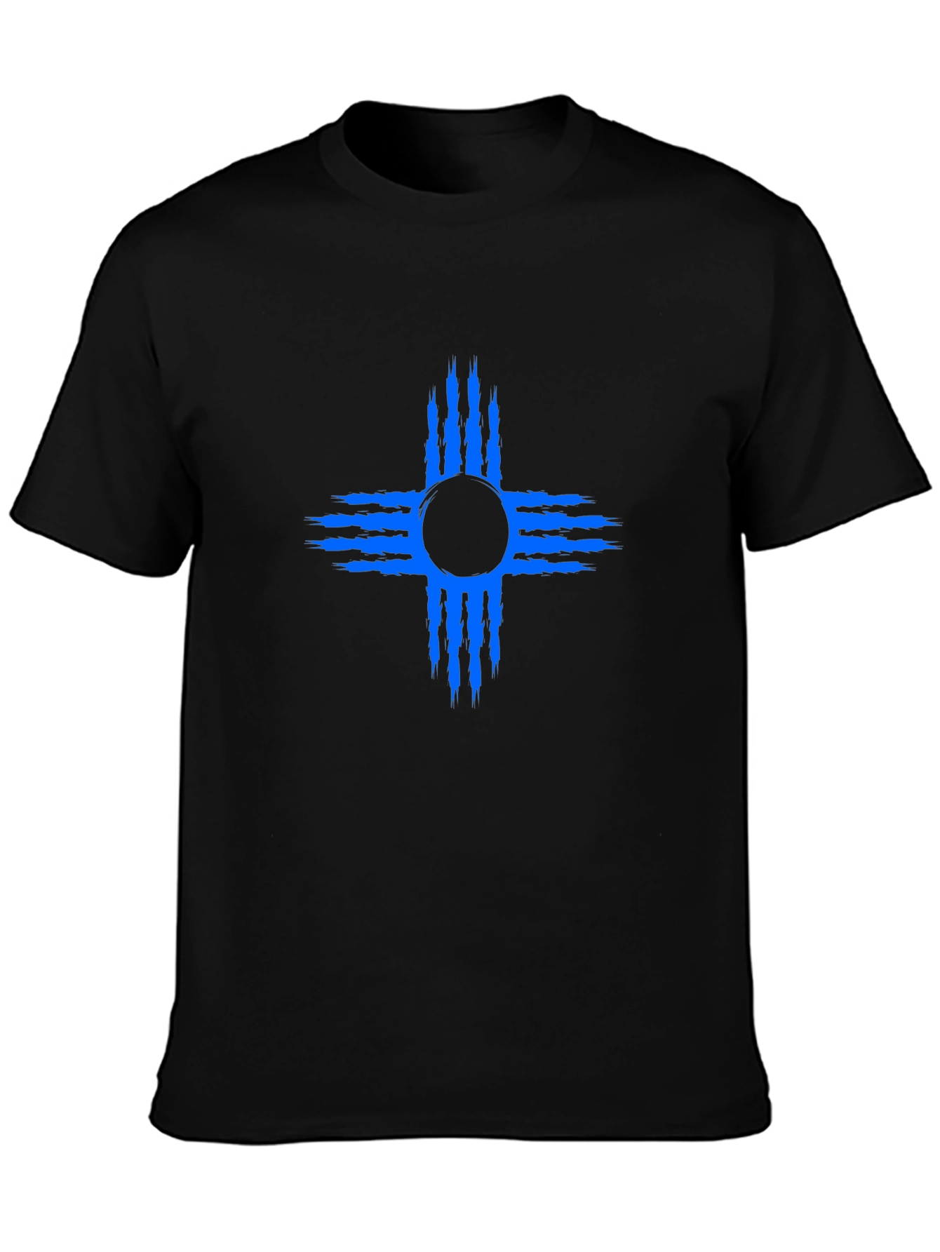 Black T-Shirt with Blue Zia Symbol