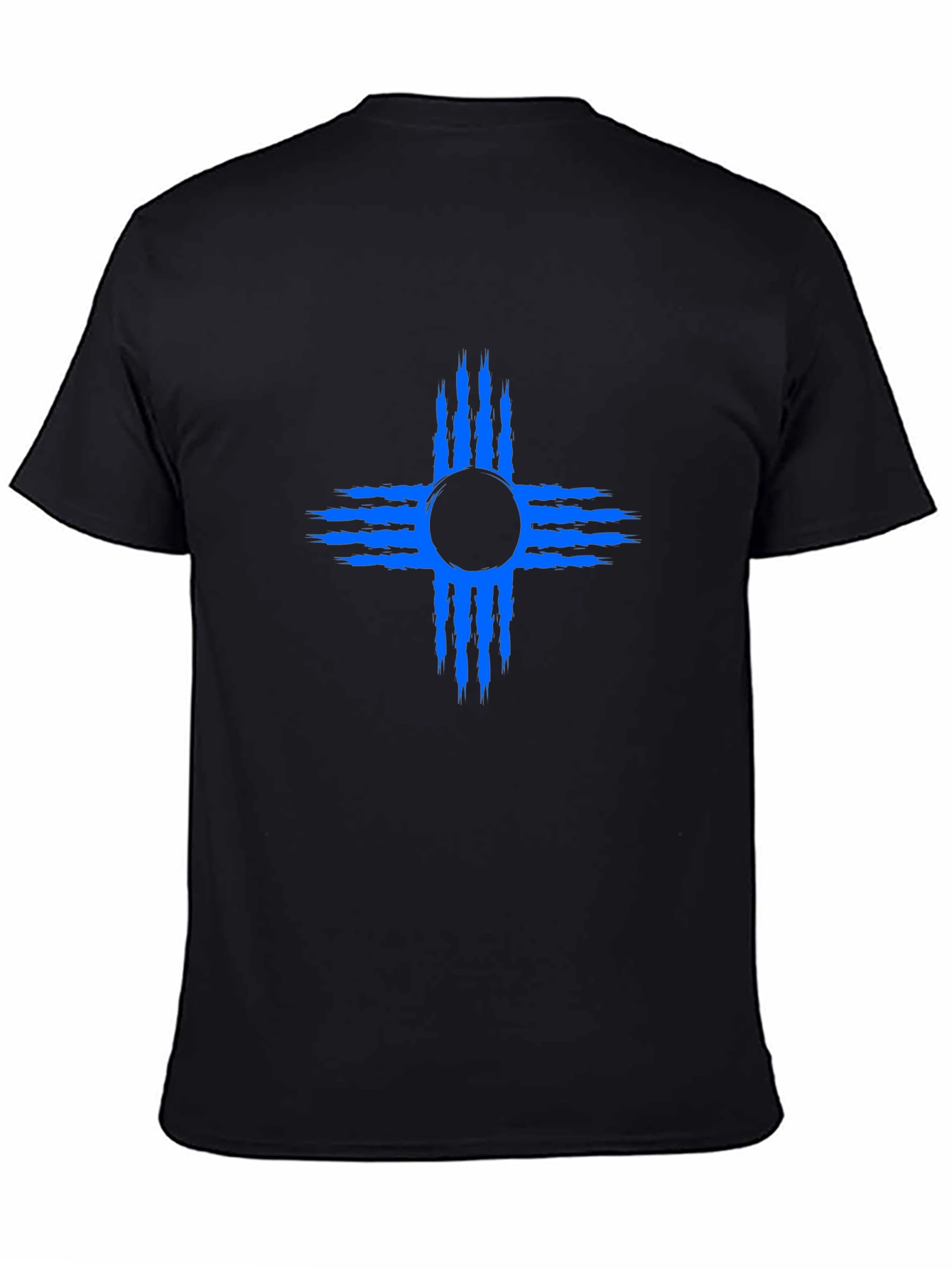 Black T-Shirt with Blue Zia Symbol