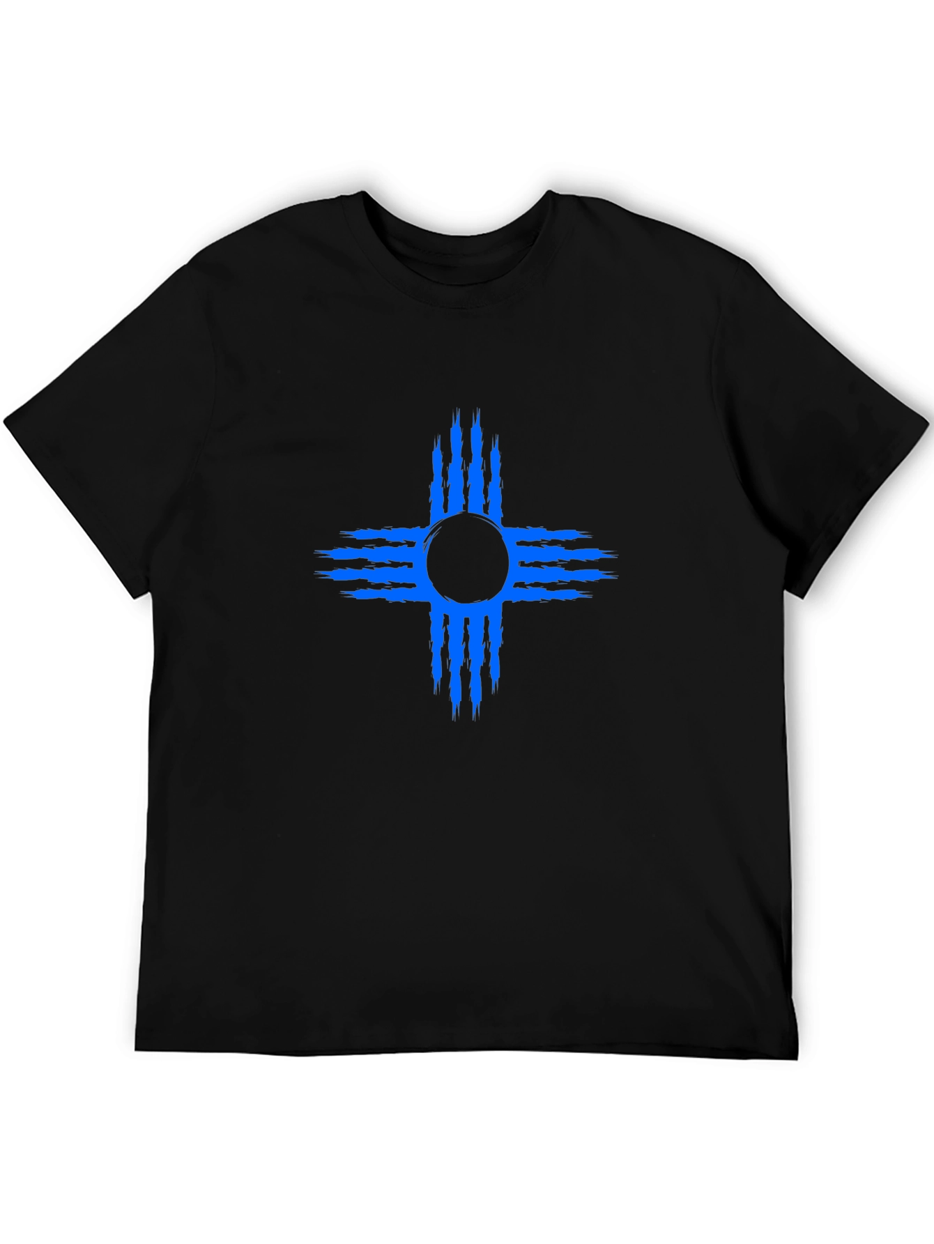 Black T-Shirt with Blue Zia Symbol