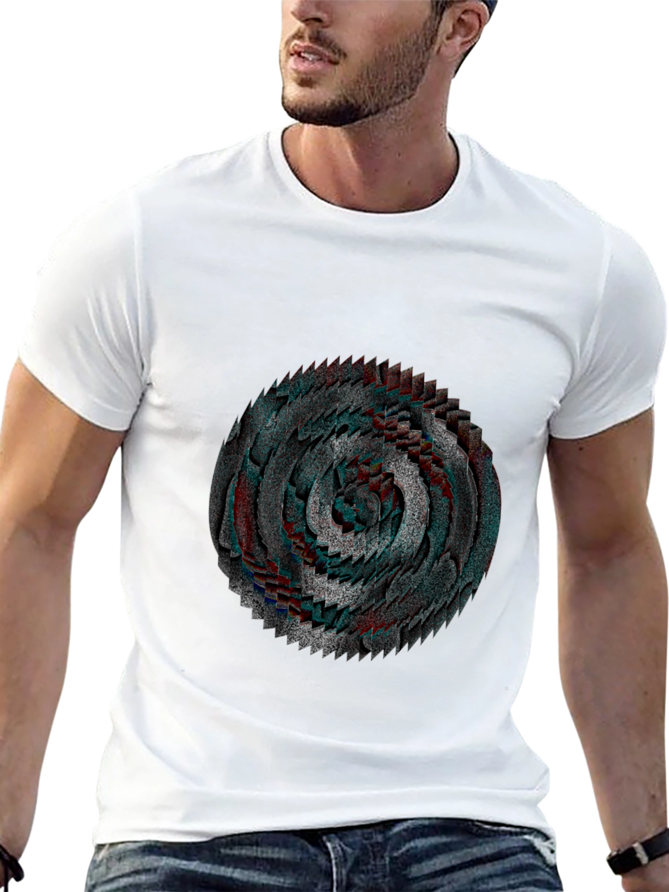 Abstract Swirl Graphic Black T-Shirt