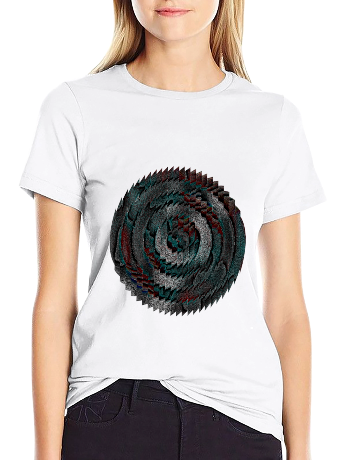 Abstract Swirl Graphic Black T-Shirt