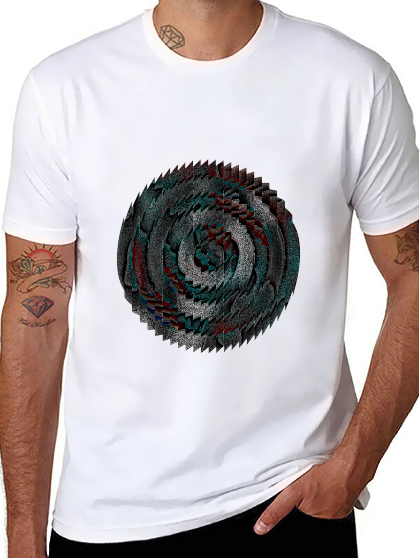 Abstract Swirl Graphic Black T-Shirt