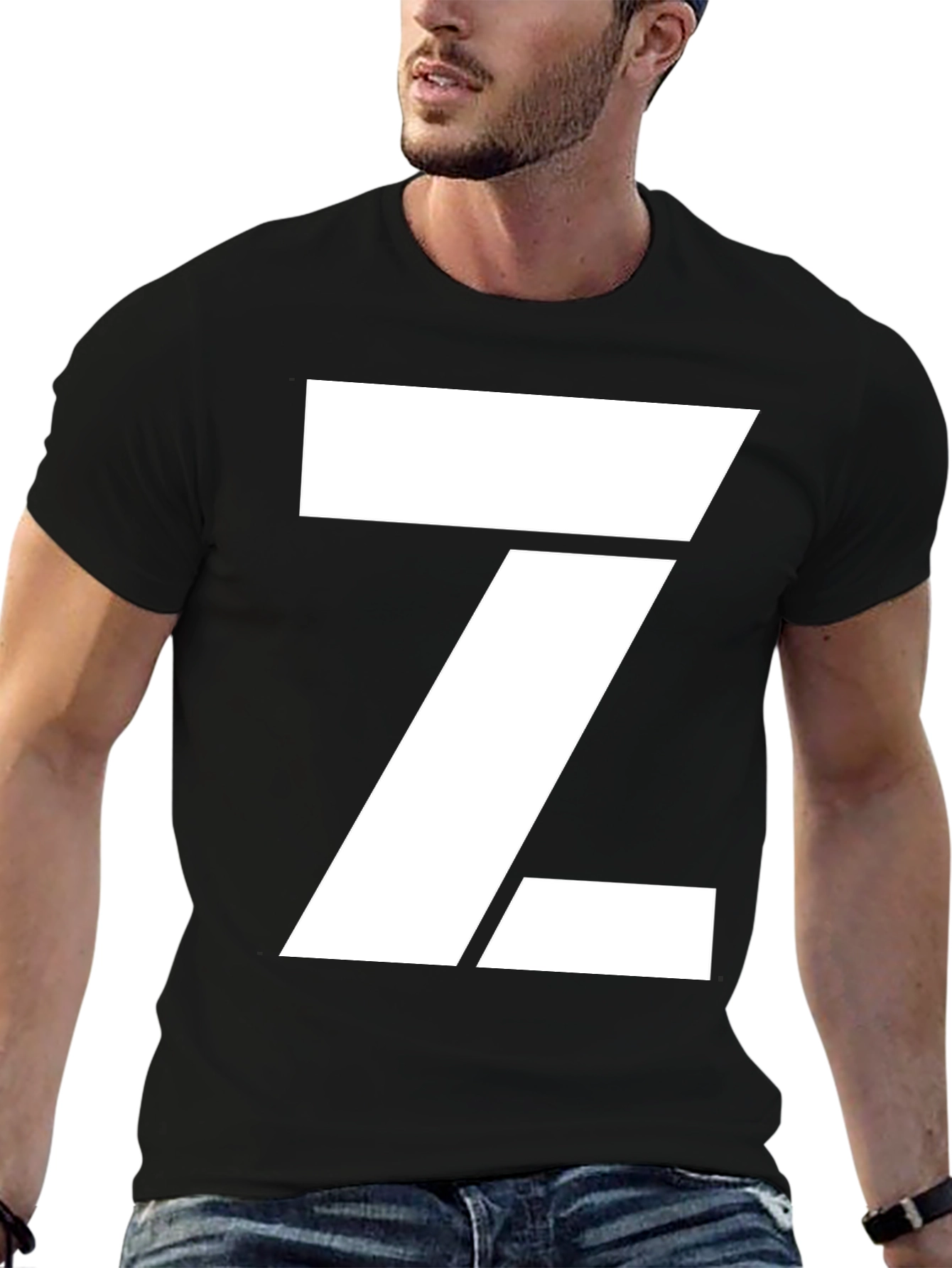 Modern Letter Z Graphic Tee - Stylish Black T-Shirt