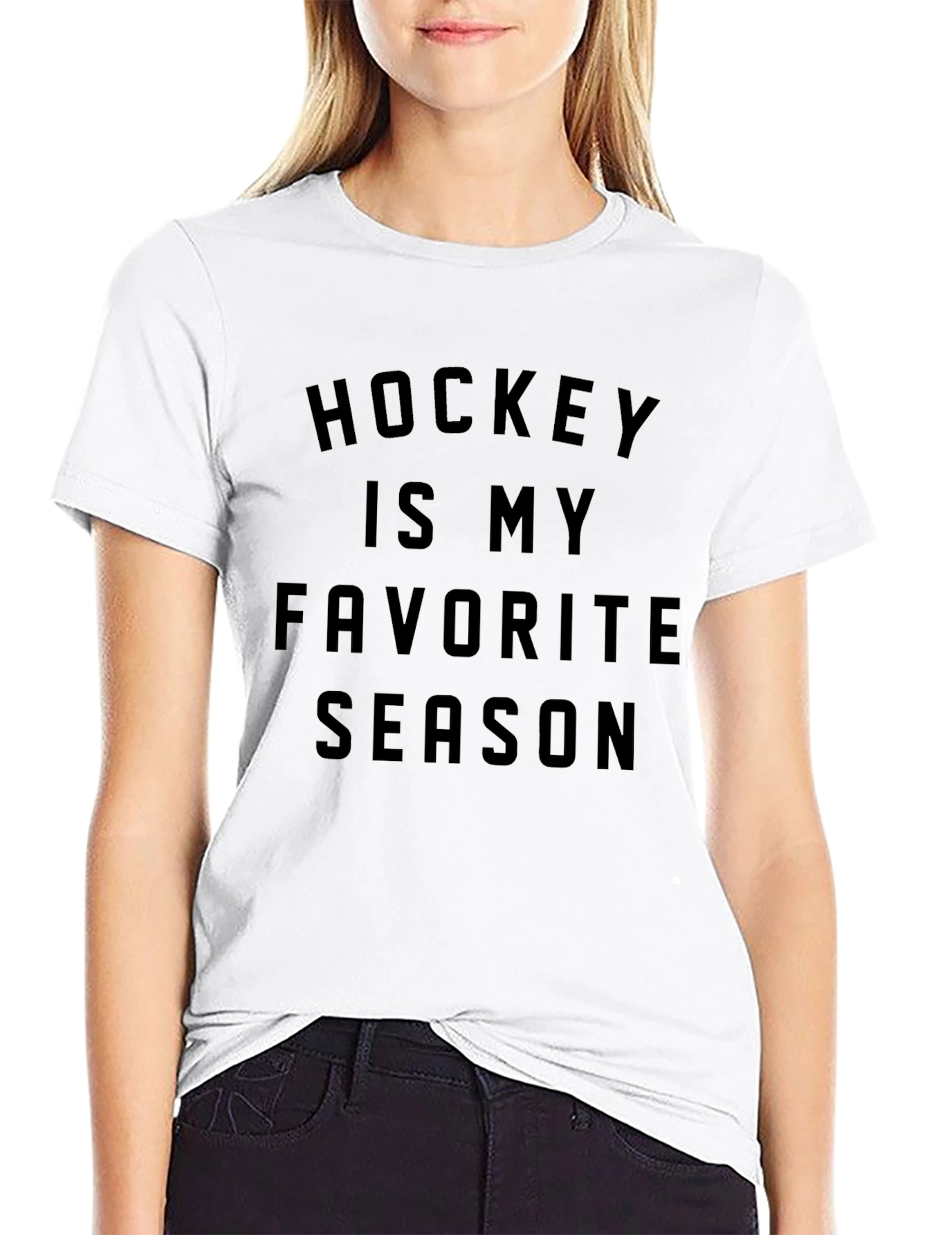 Hockey Is My Favorite Season Black Graphic T-Shirt