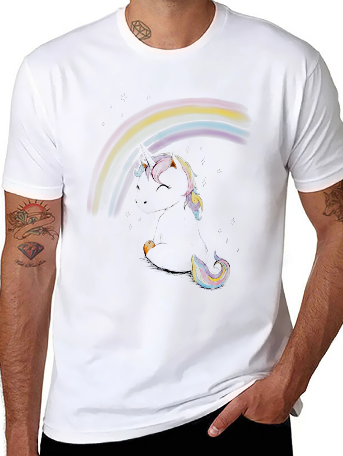 Unicorn Rainbow Black T-Shirt
