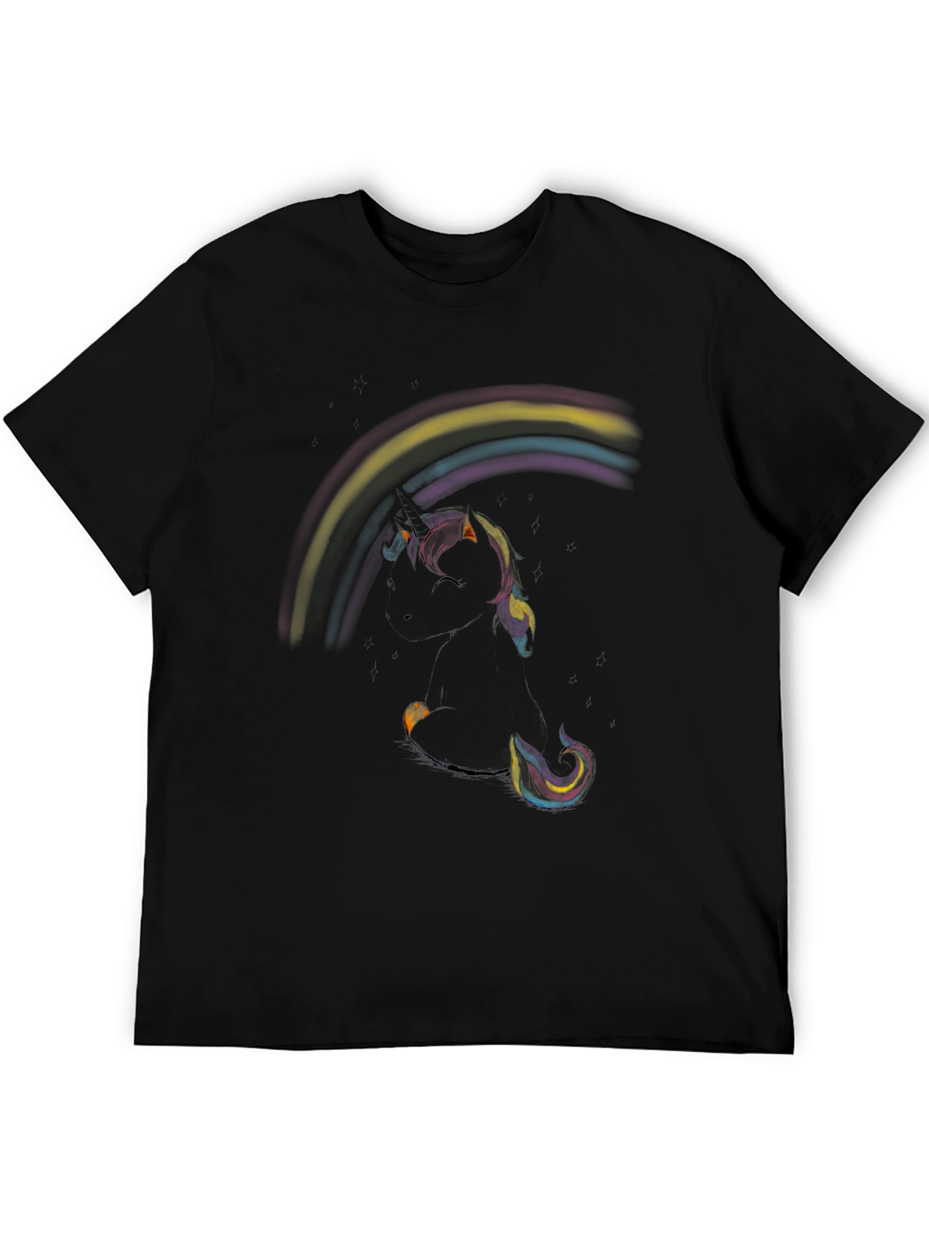 Unicorn Rainbow Black T-Shirt