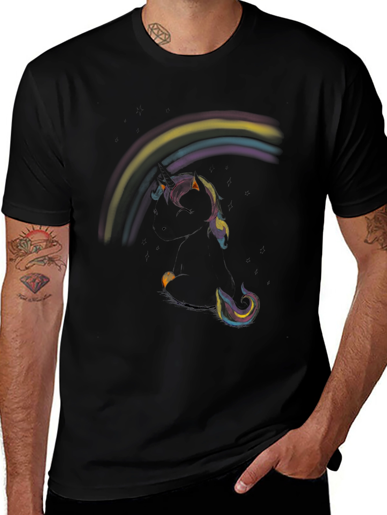 Unicorn Rainbow Black T-Shirt