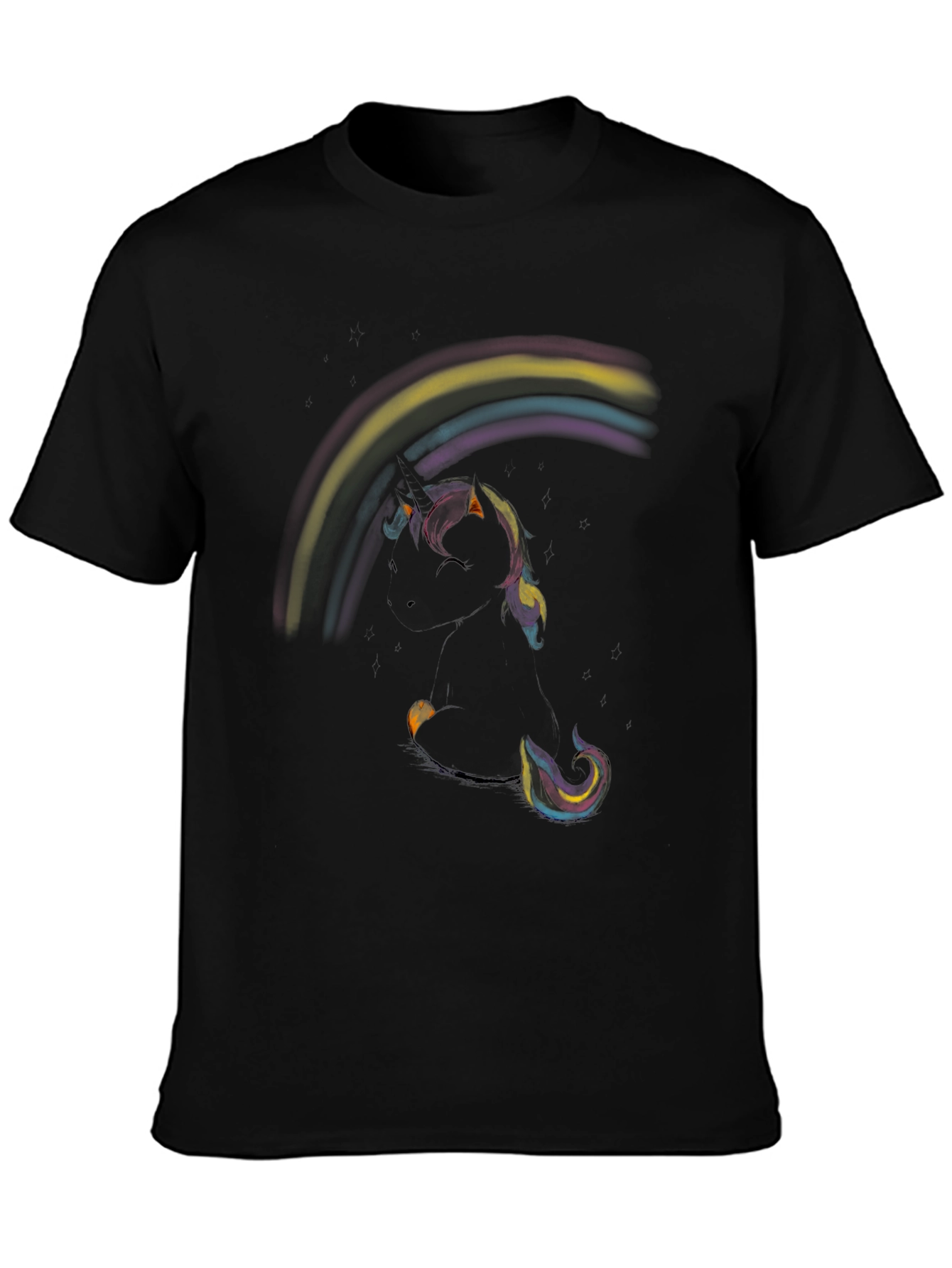 Unicorn Rainbow Black T-Shirt