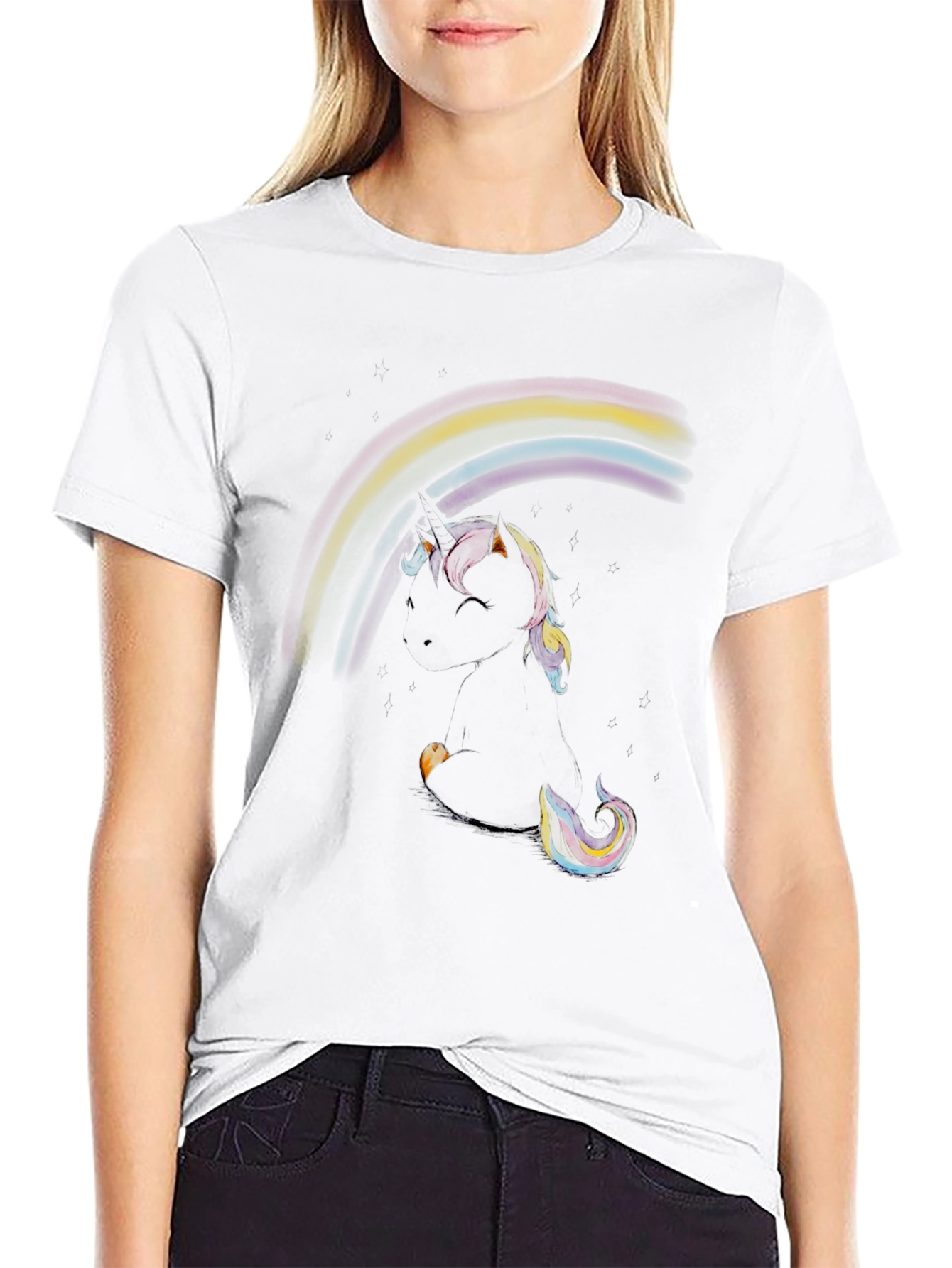 Unicorn Rainbow Black T-Shirt