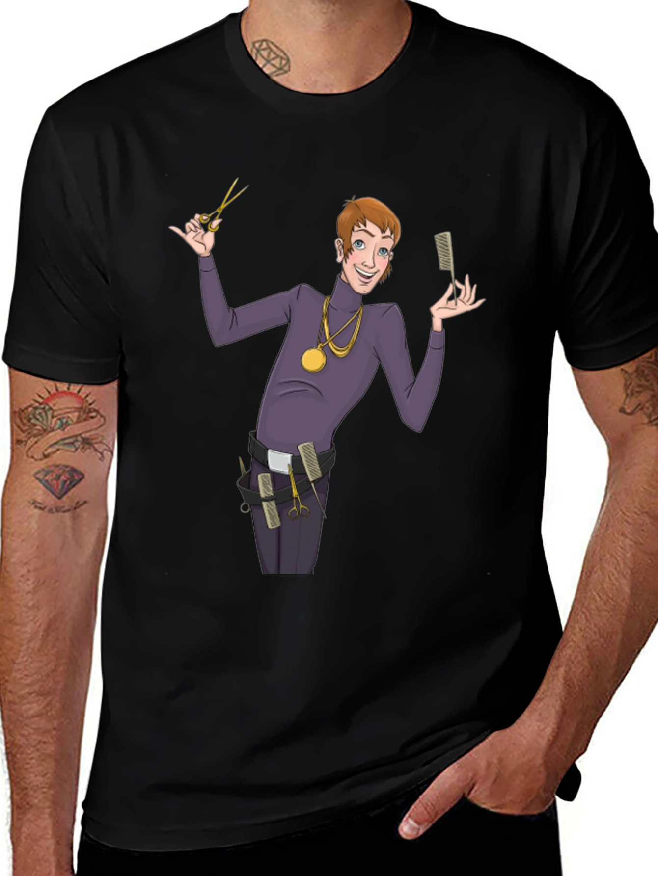 Barber Cartoon Graphic T-Shirt