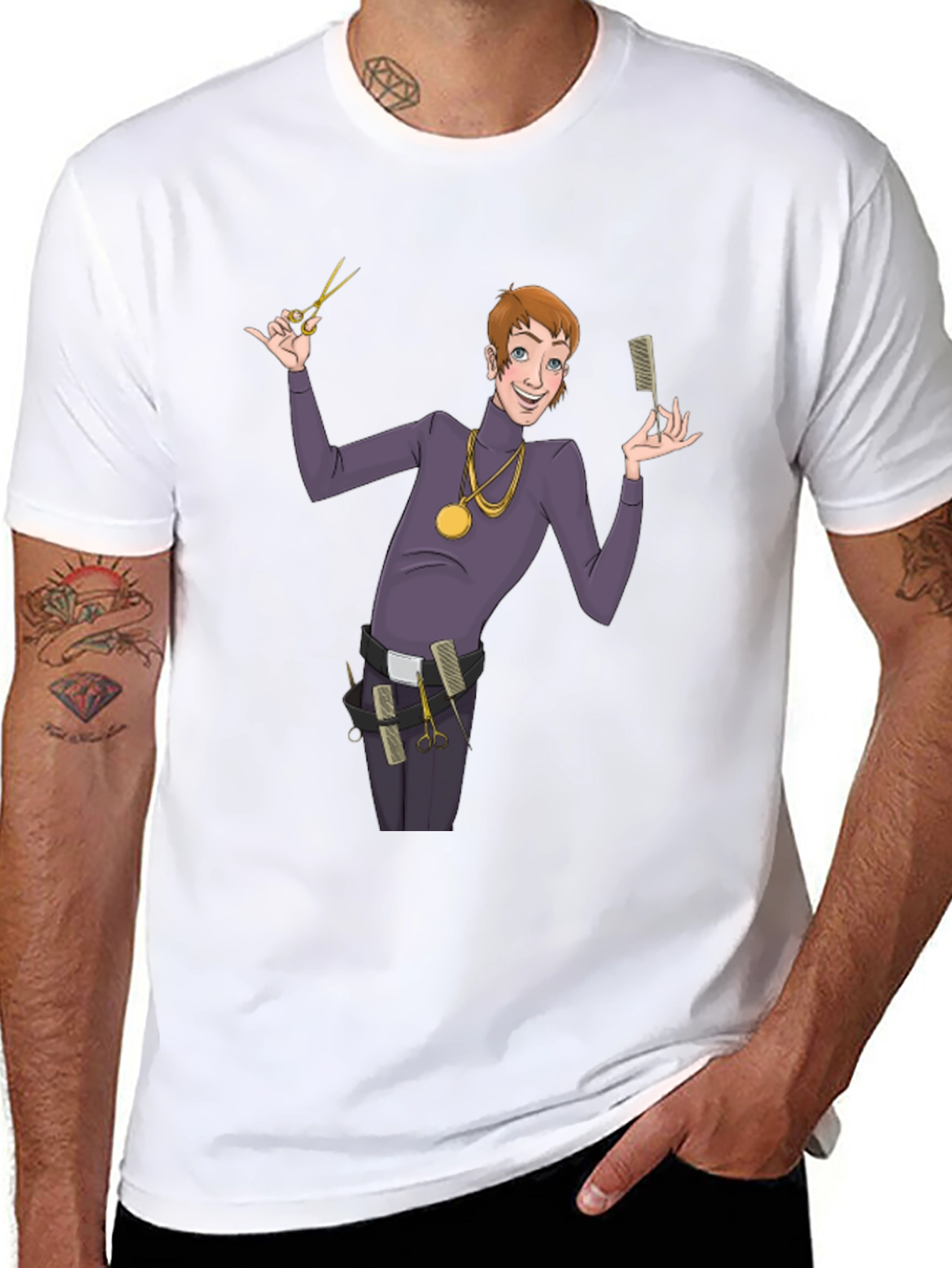 Barber Cartoon Graphic T-Shirt