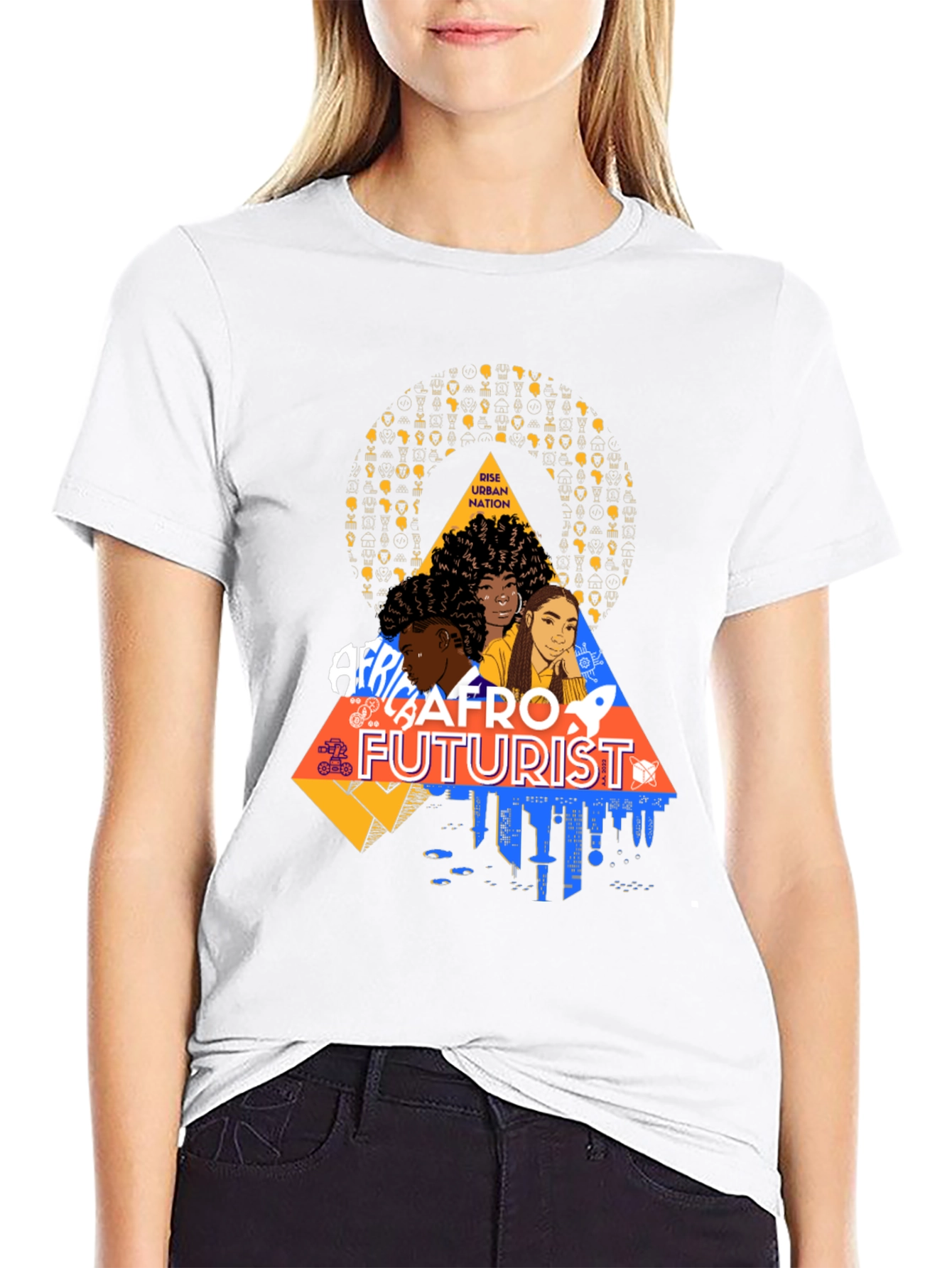 Afrofuturist Graphic Print Black T-Shirt