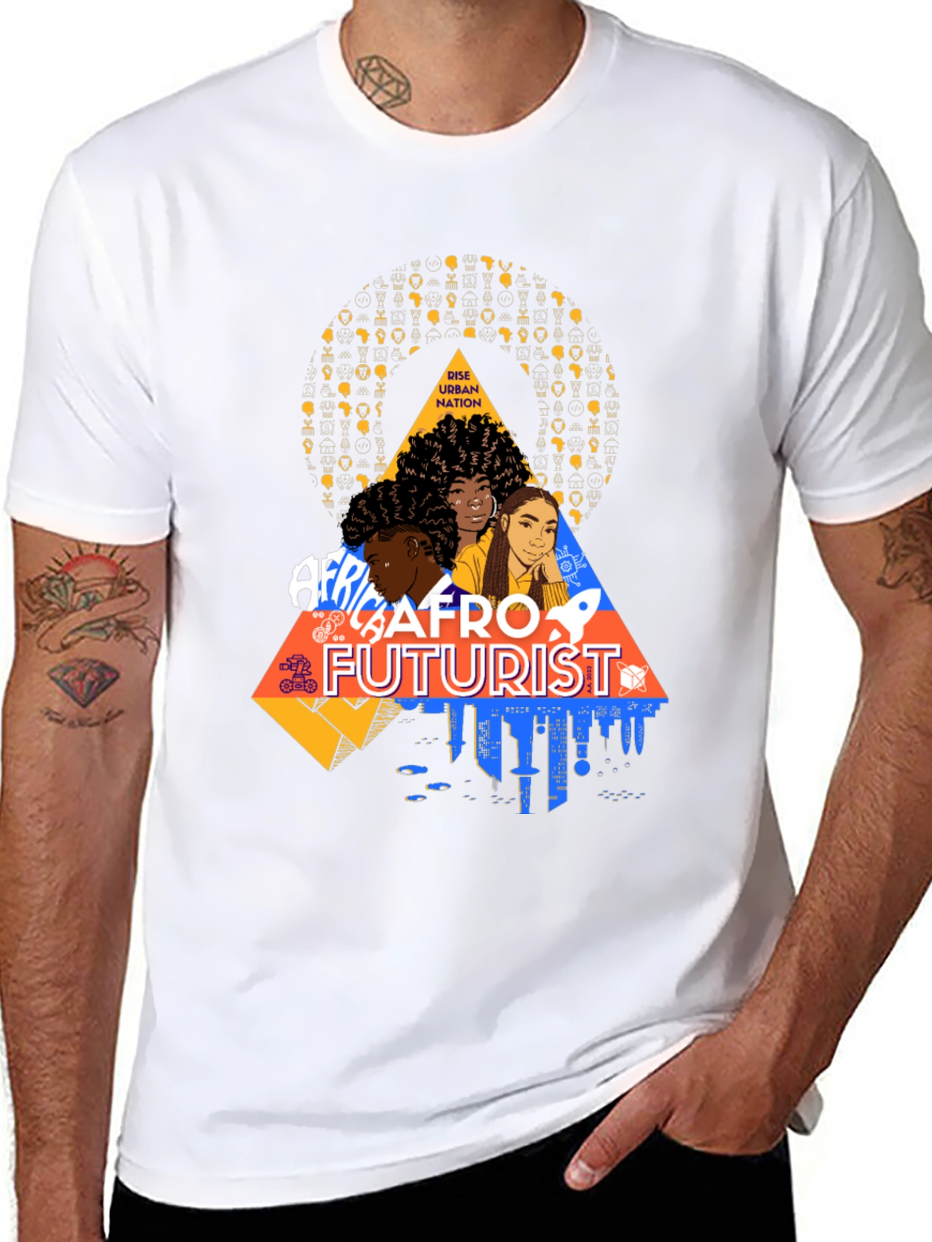 Afrofuturist Graphic Print Black T-Shirt