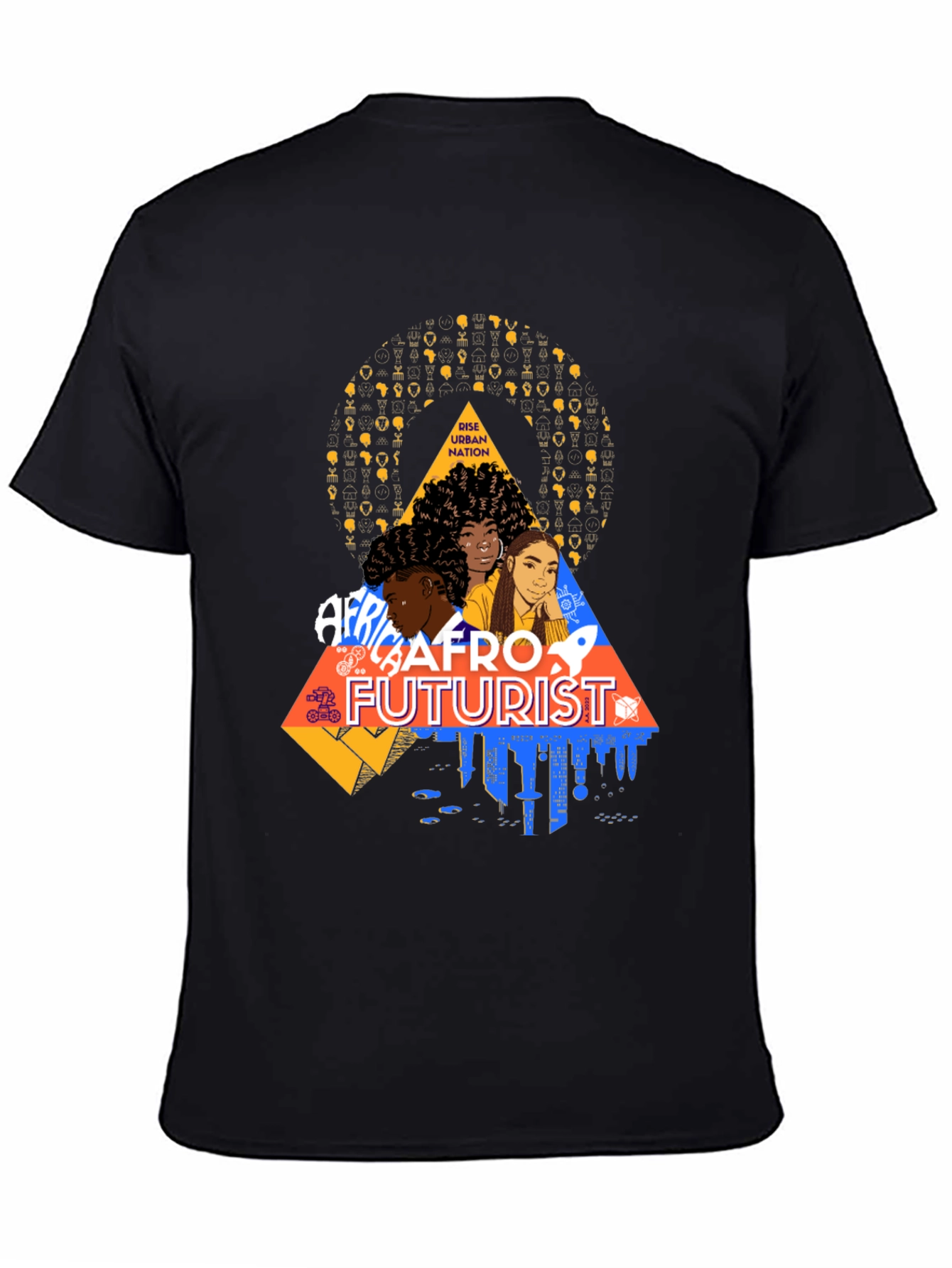 Afrofuturist Graphic Print Black T-Shirt