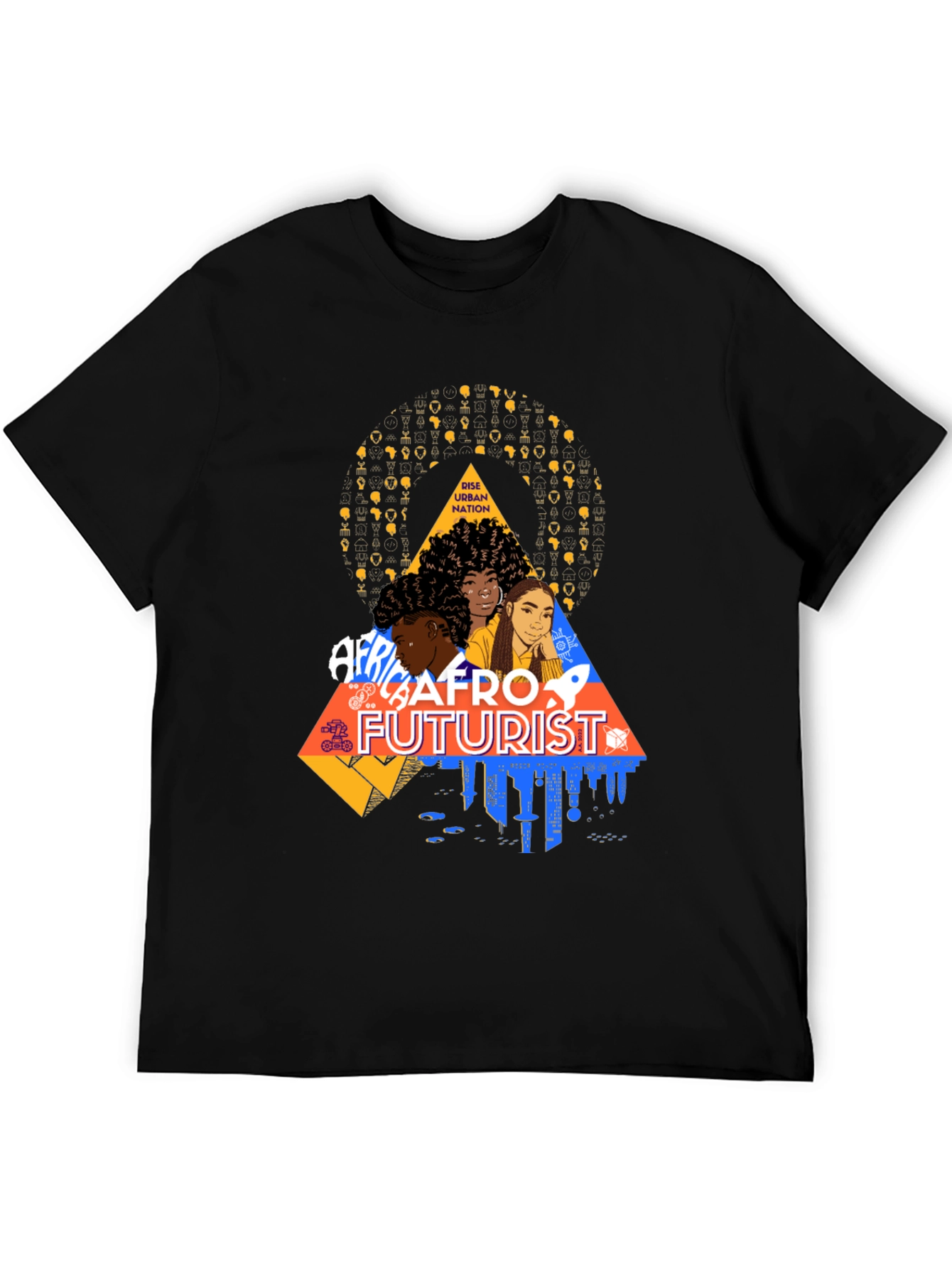 Afrofuturist Graphic Print Black T-Shirt