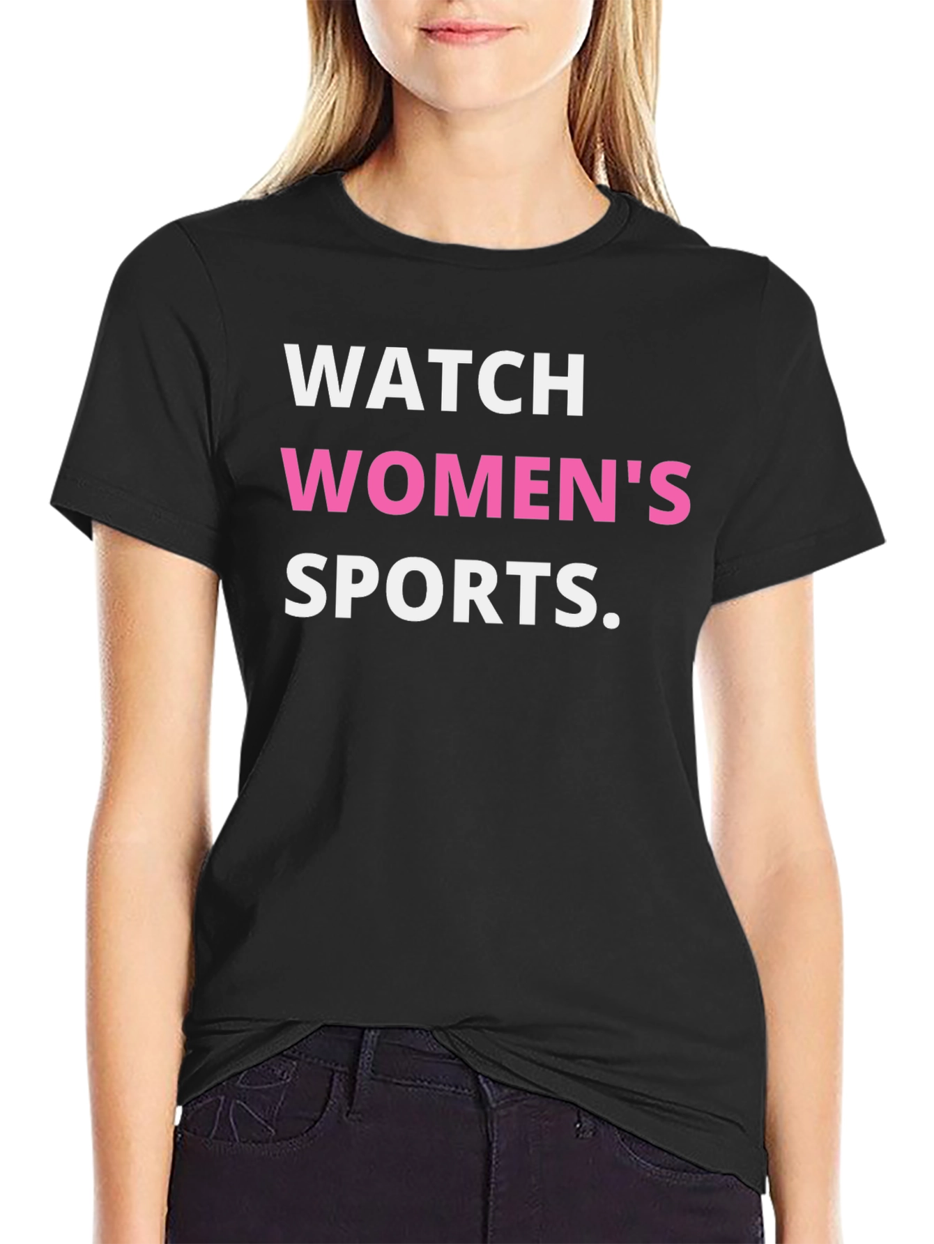 Watch Womens Sports Tee - Black Cotton T-Shirt