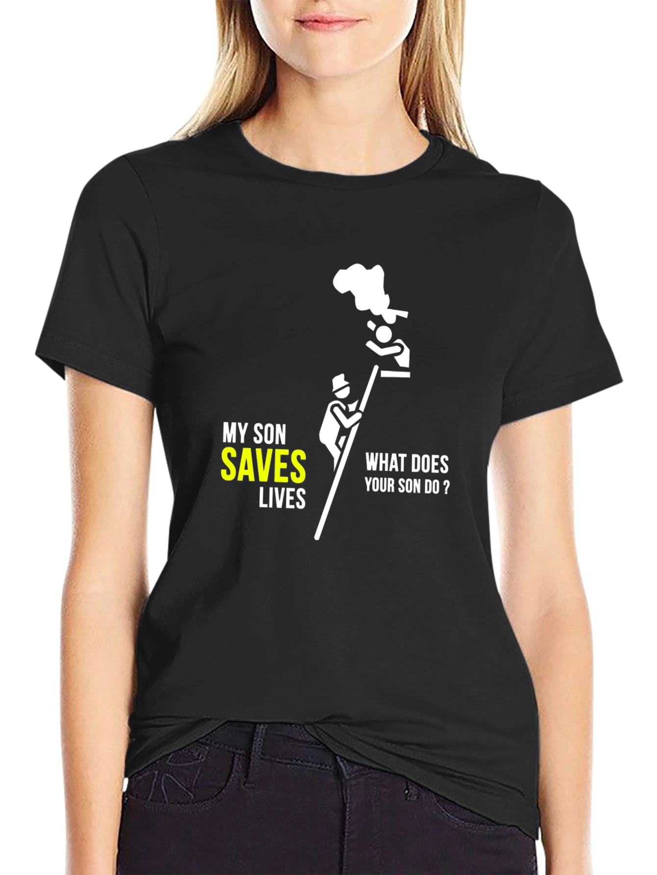 Firefighter Son T-Shirt - He Saves Lives!