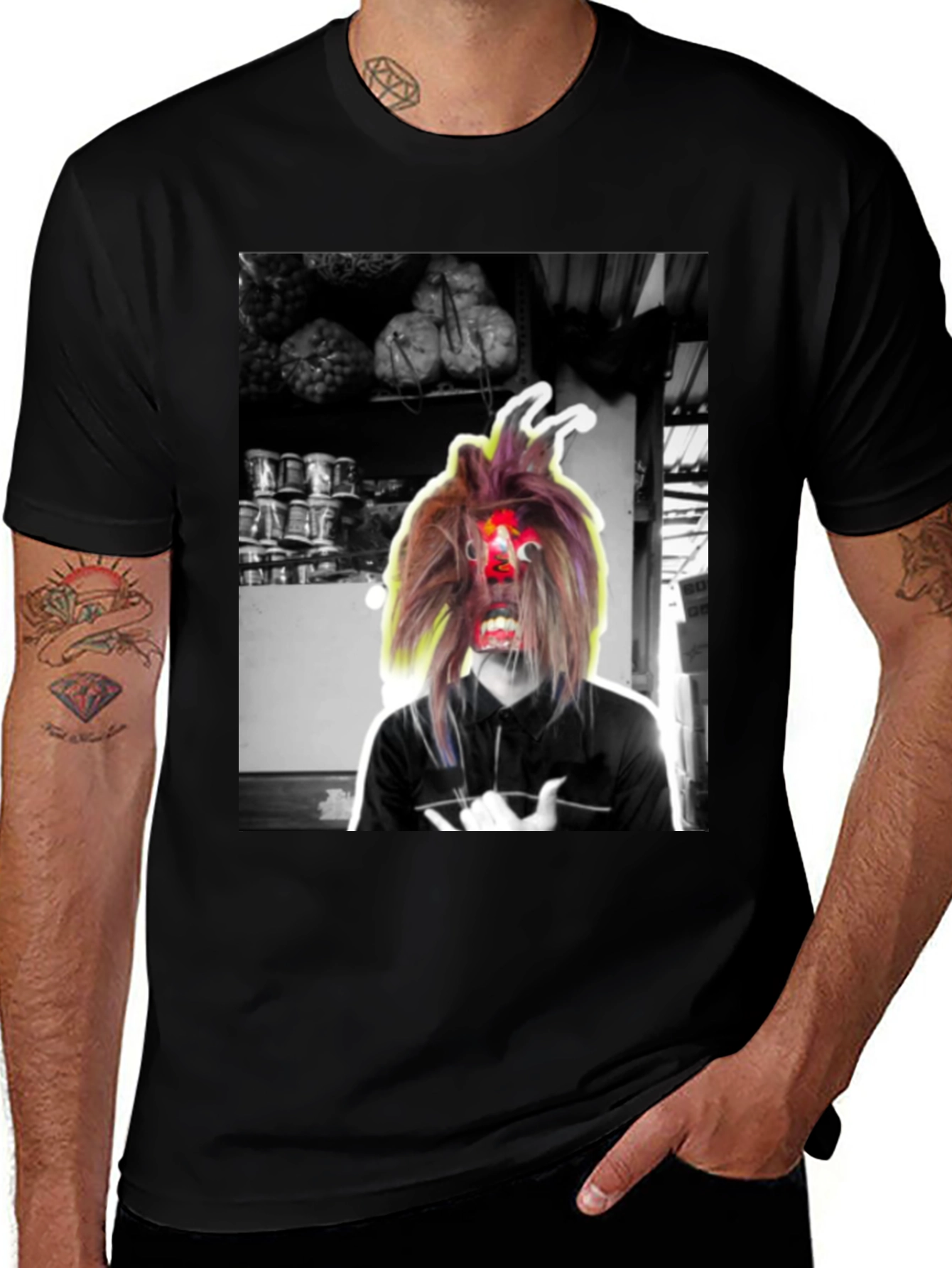 Unique Graphic Print Black T-Shirt