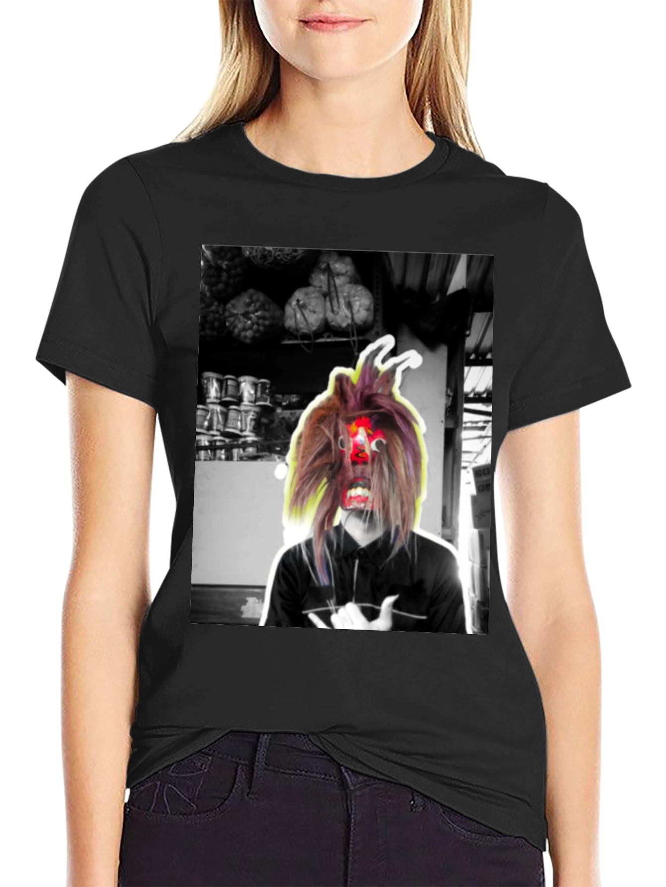 Unique Graphic Print Black T-Shirt