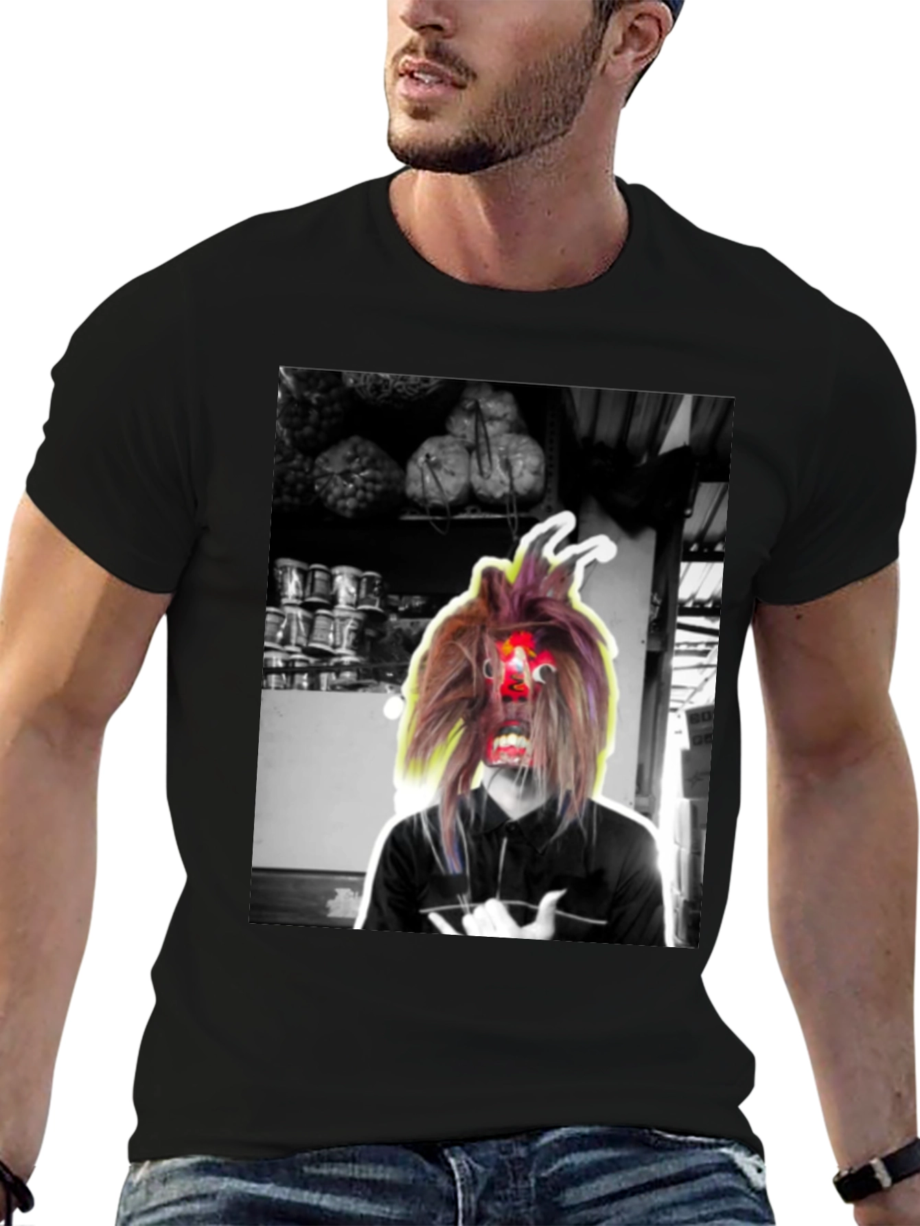 Unique Graphic Print Black T-Shirt